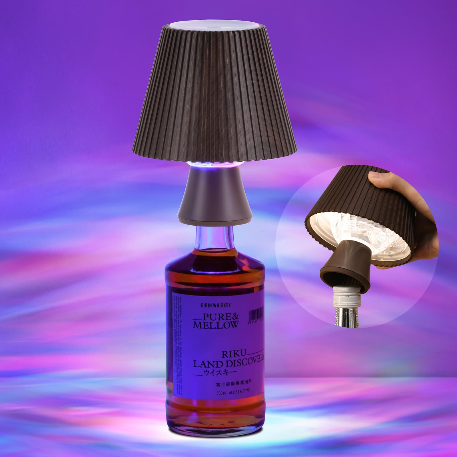 Wilit Wine Bottle Lights For Liquor Bottles  Rgb Water Ripple Night Light Projector For Bedroom  Unique Home Decor Living Room  Birthday Gifts For Women  Wireless Bottle Lamp  Bar Accessories