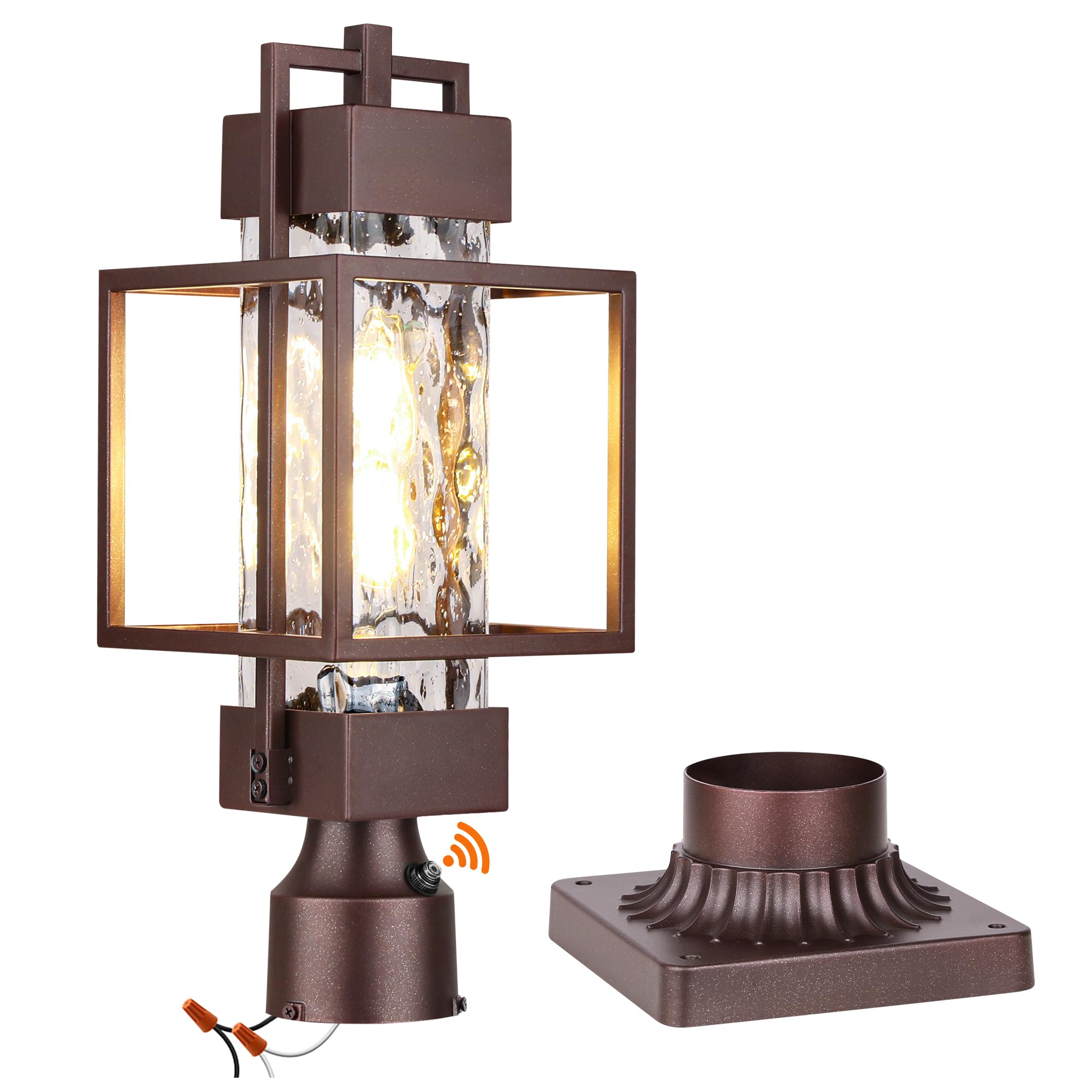 PARTPHONER 18in Outdoor Post Light Fixture, Waterproof Aluminum, Bronze, Model PAPO034AZ1