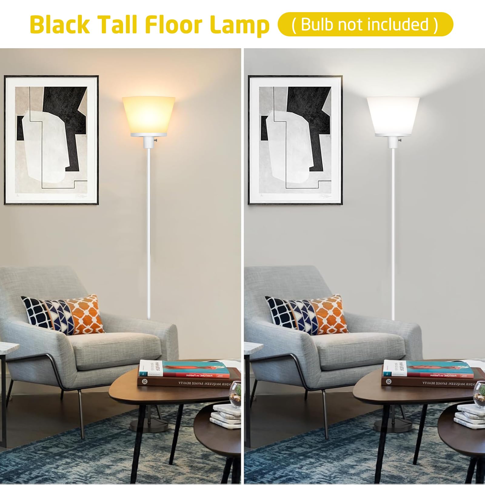 Kukobo Led Floor Lamp For Office, Modern Tall Standing Lamps Floor Lamp For Bedroom Living Room, White Bright Floor Lamp With Pl