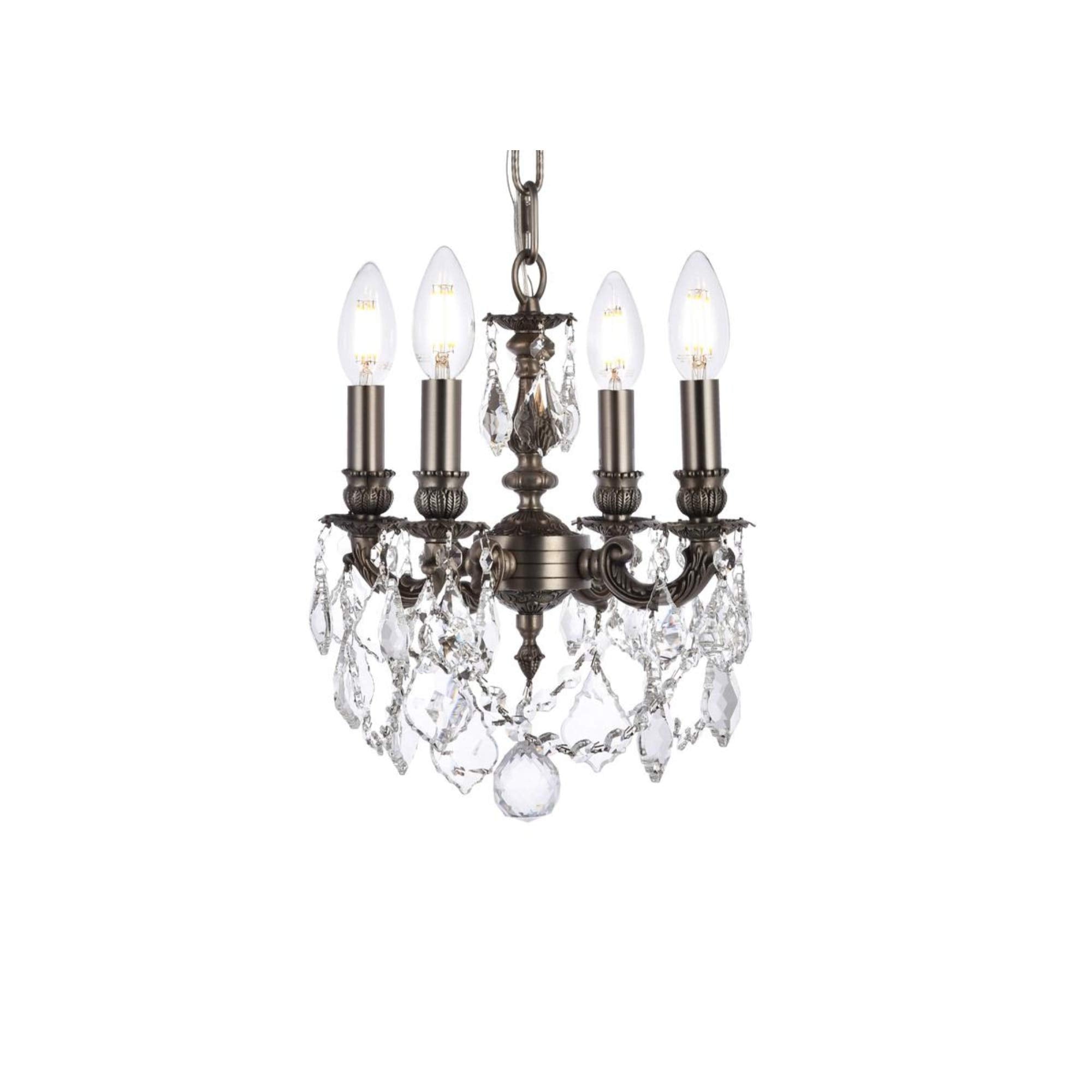 Elegant Lighting Royal Cut Crystal Pendant Light, 10in x 10in, Pewter, Model 9104D10PW/RC