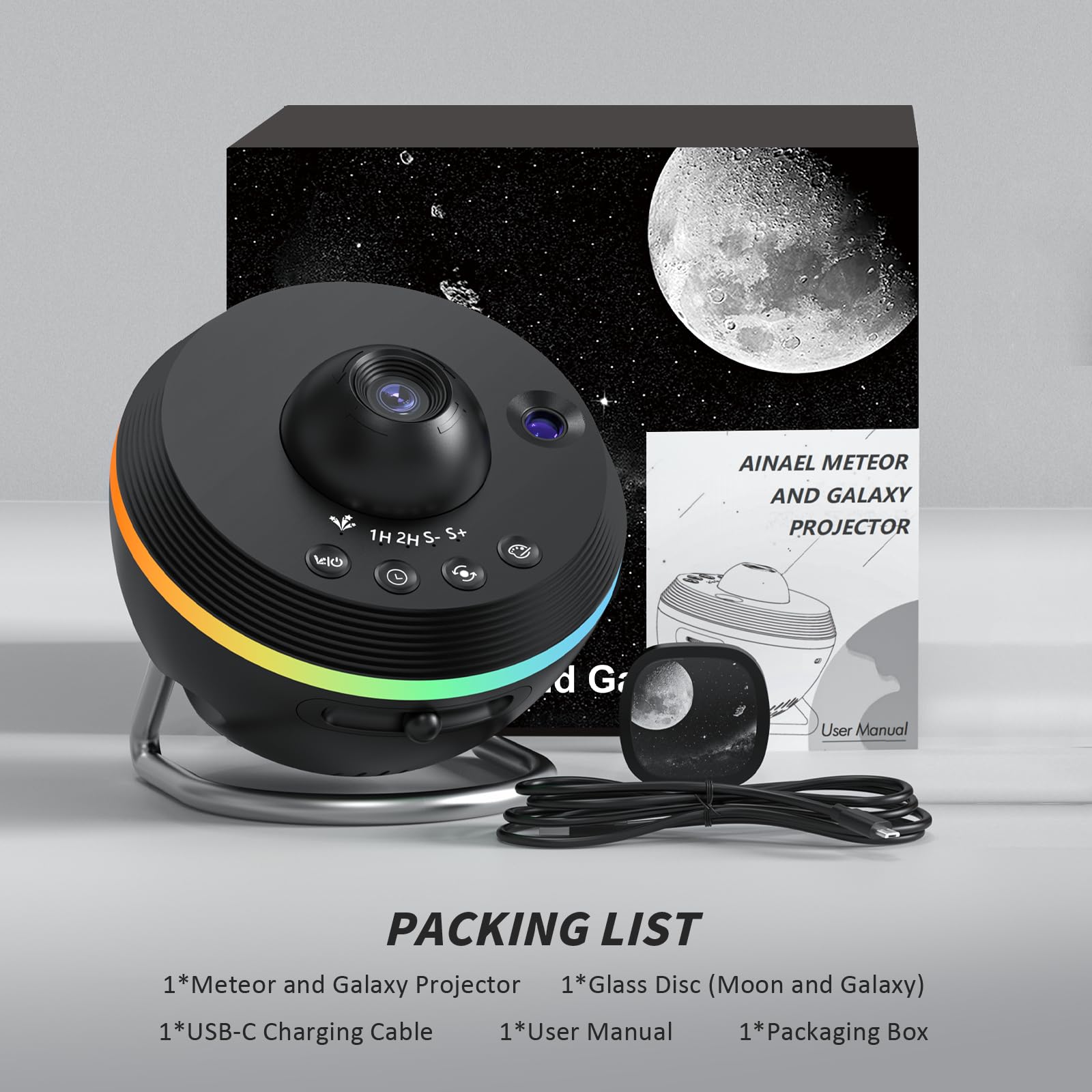 Ainael Galaxy Projector - Star Home Planetarium Night Light, Black, Model SKE-TKQ01, Perfect for Kids and Adults, Christmas Gift