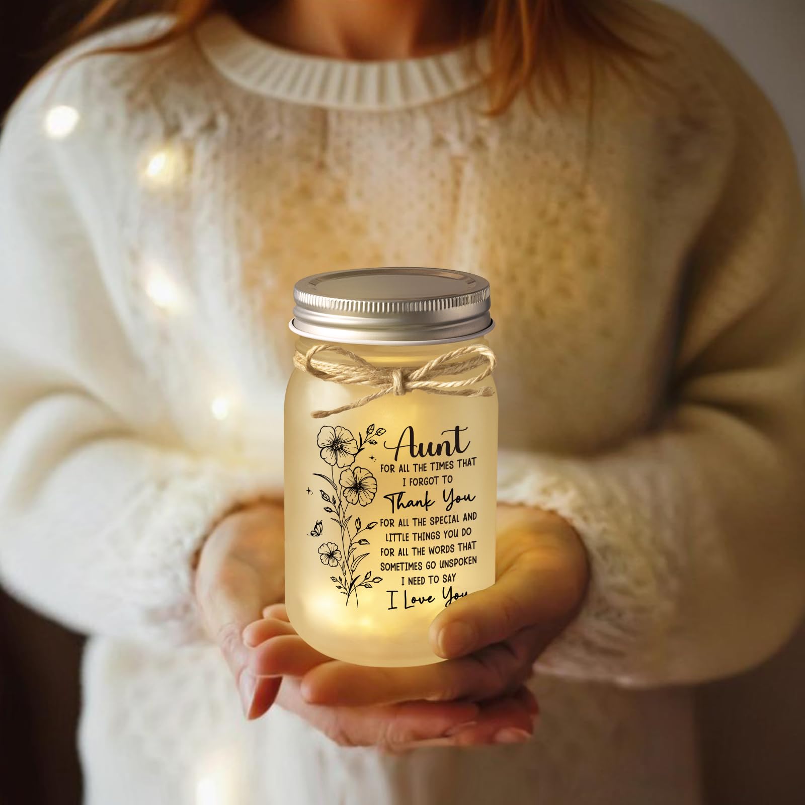 Benecharm Christmas Aunt Gifts  Aunt Birthday Gifts  Decorative Jar Light Night Gift For Aunts Birthday  Christmas  Mothers Day  Aunts Presents From Niece Nephew