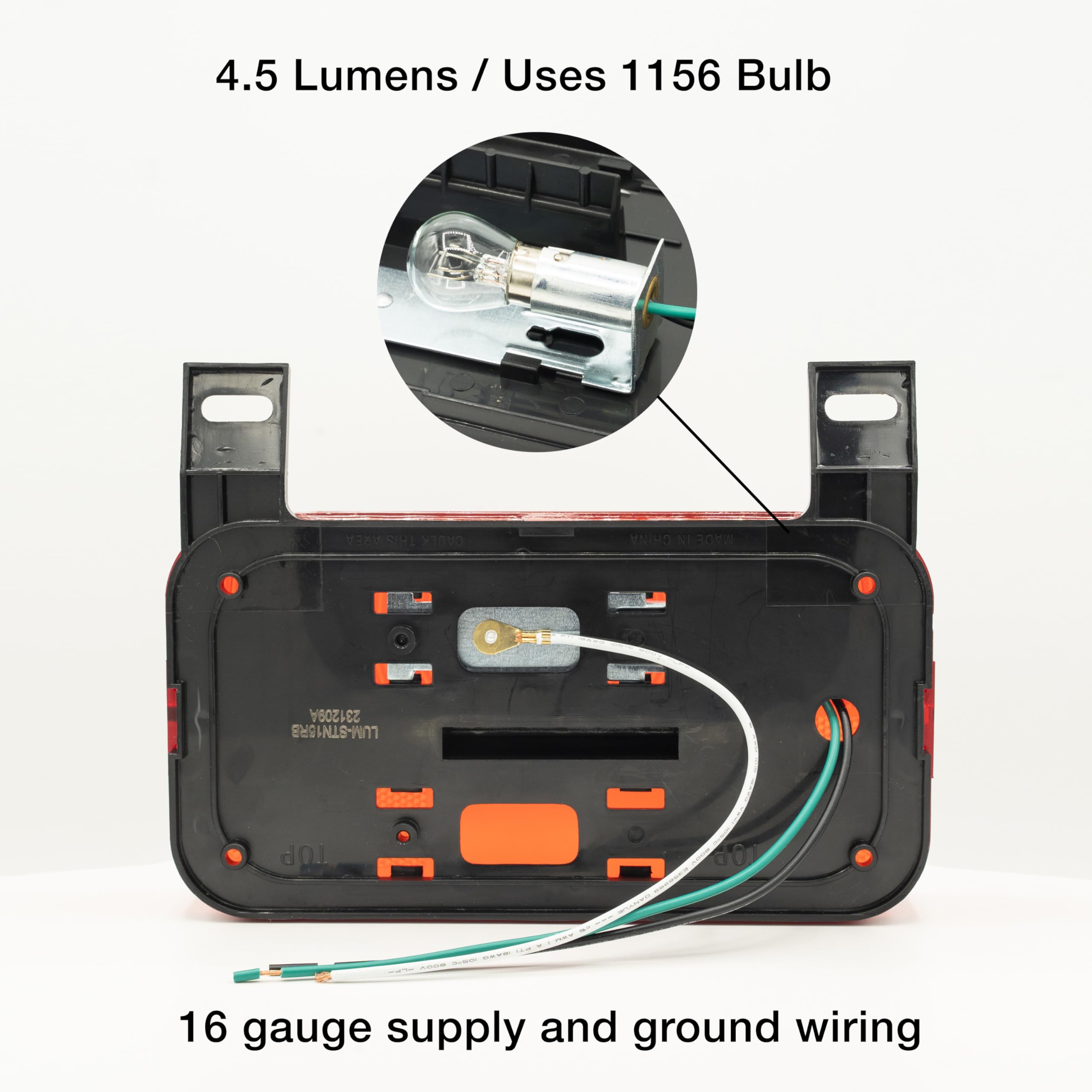 Lumitronics Red Surface Mount Light with License Bracket - Stop/Turn/Tail for RV, Trailer, Camper, 5th Wheel, Motorhome - White