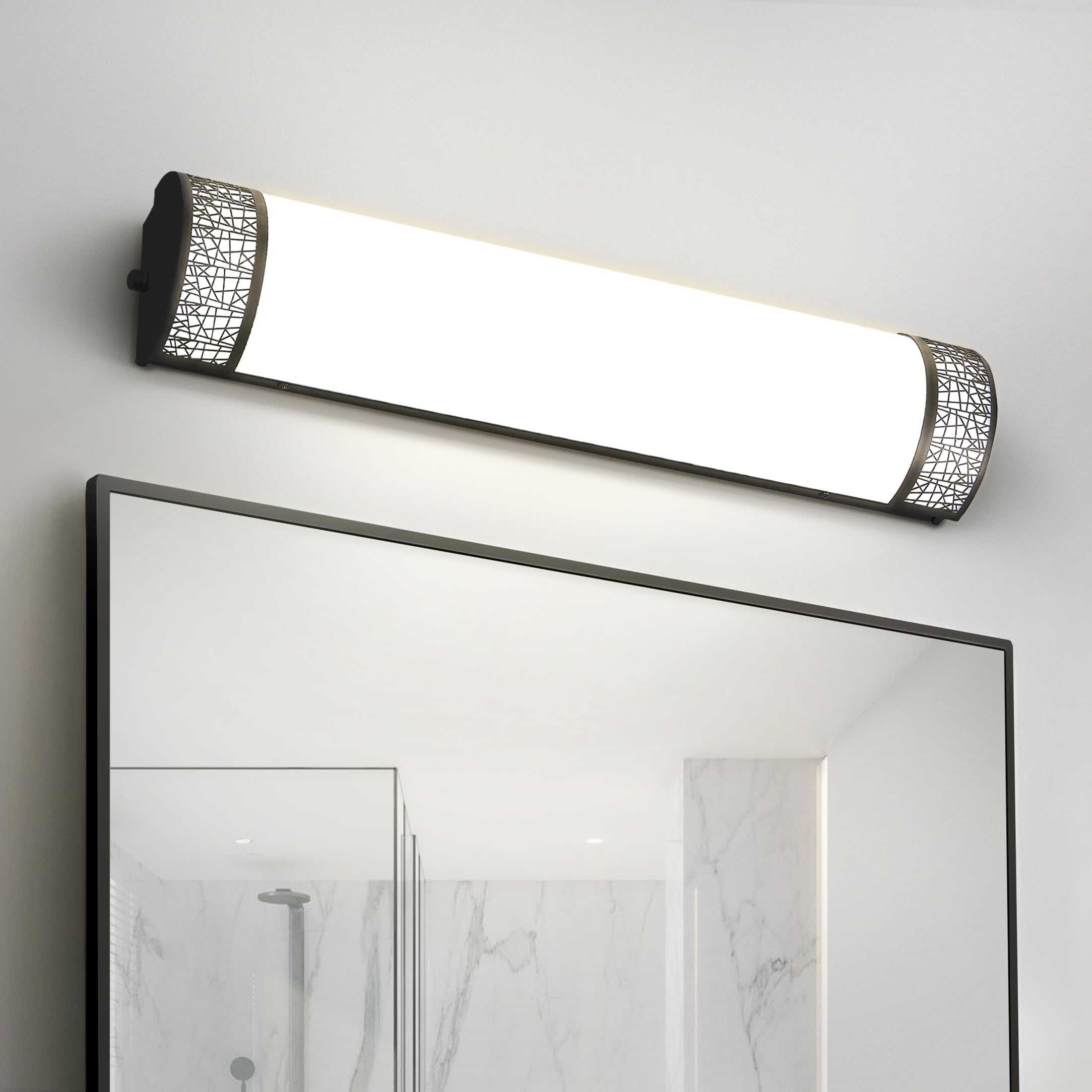ASD 24 Inch LED Bathroom Vanity Light - Dimmable 25W, 2700K-5000K, Ultra Bright, Matte Black, Model A-LVF-LF-24D
