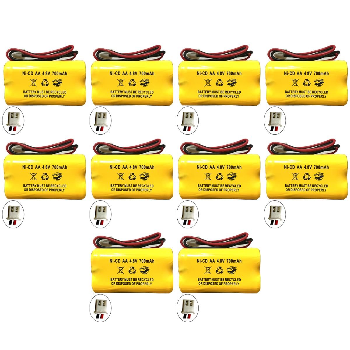4.8V 700Mah Nicd Battery Exit Sign Emergency Light Nickel Cadmium (10 Pack)