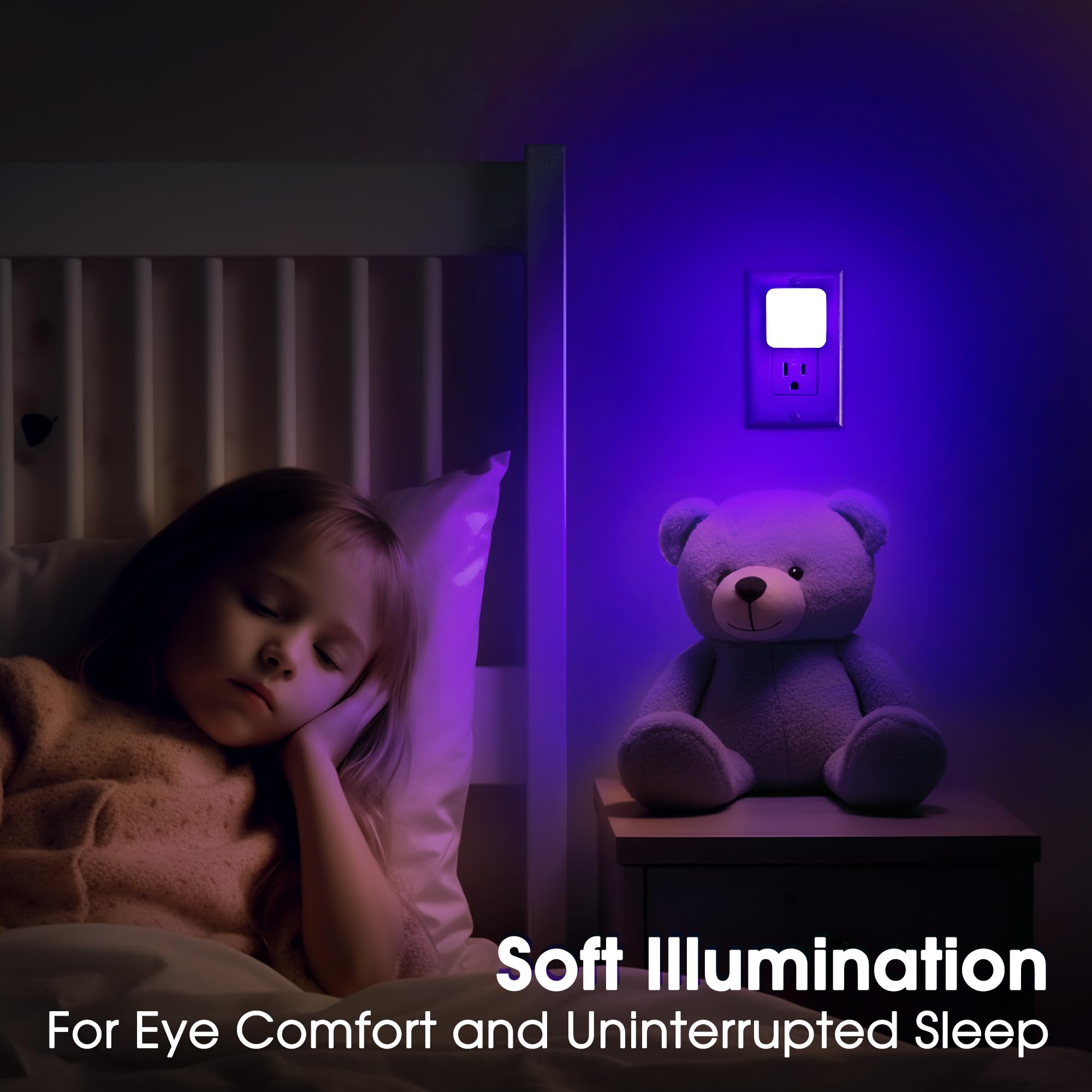 Briignite Blue Night Lights, 0.3W Dusk to Dawn Sensor, 2 Pack Plug-in LED for Kids, Bathroom, Bedroom, Model GY104B-2