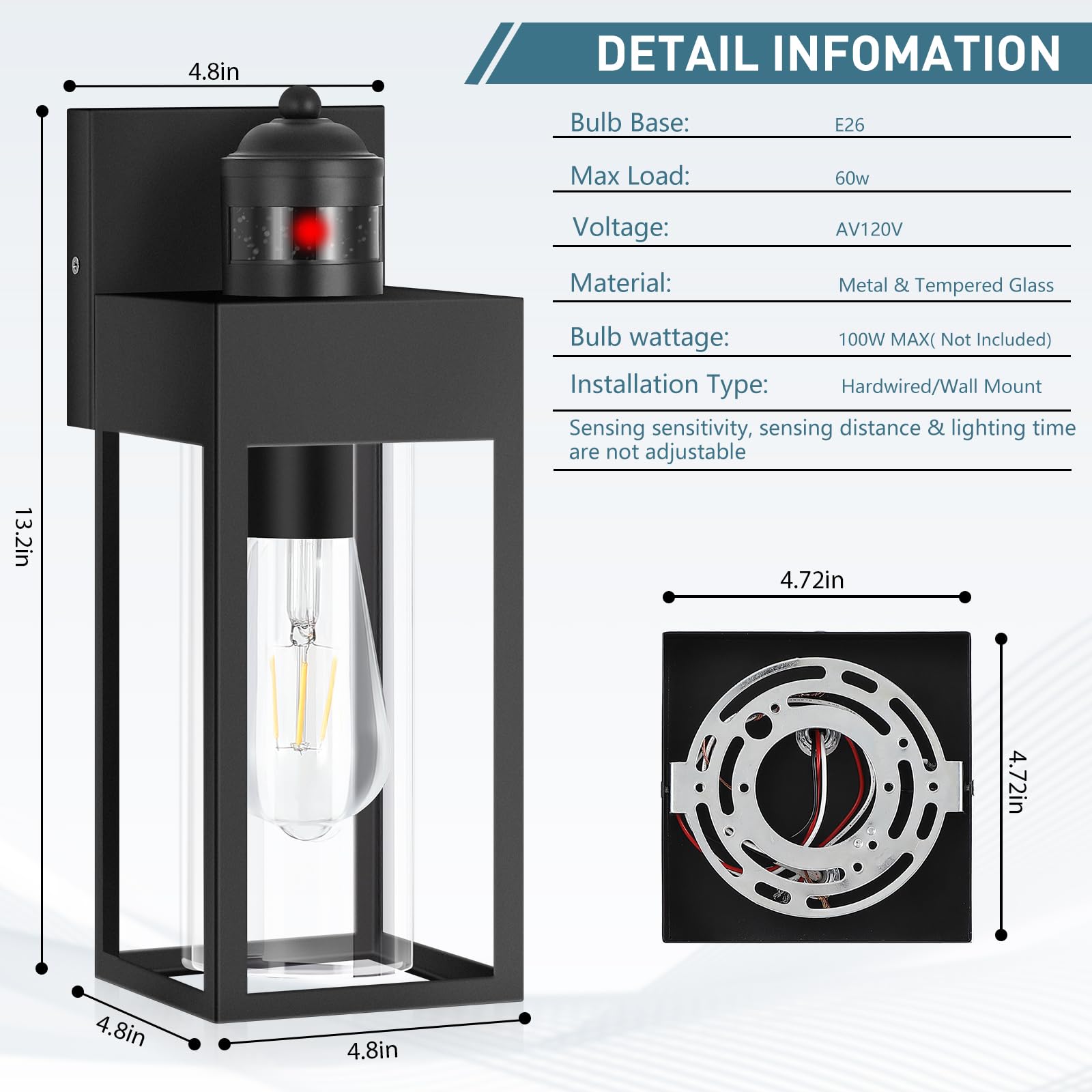 Lwsoy Motion Sensor Outdoor Wall Lanterns, 2 Packs Dusk To Dawn Sensor Light Fixture, Aluminum Waterproof Exterior Front Porch Lights For Garage Patio Garden House Entryway
