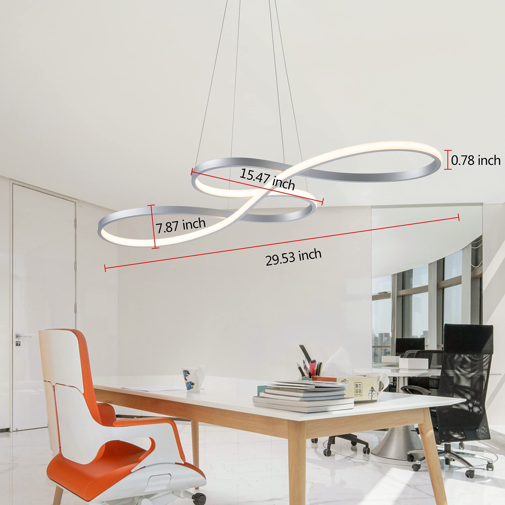Sunmoo Modern Led Chandelier Dining Room Pendant Light Dimmable Creative Chandelier Remote Control Color/Brightness 3000-6000K A
