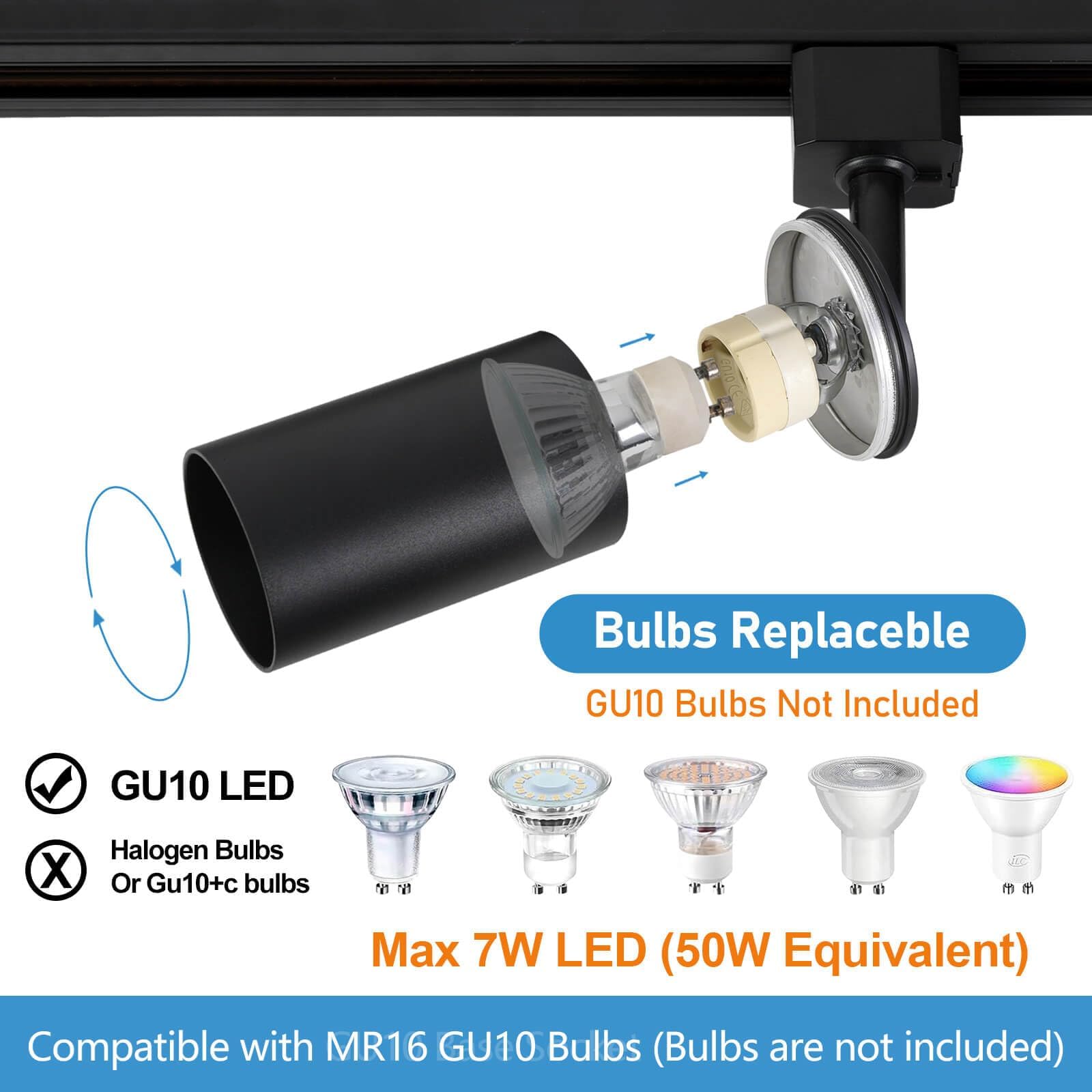 Hiiglxii 6-Light Led Track Lighting Kit With 6.6Ft H Track Lighting Rails & Floating Canopy Connector  Gu10 Track Light Kit  Modern Kitchen Track Lighting Fixtures Ceiling Spot Light  Black (No Bulbs)