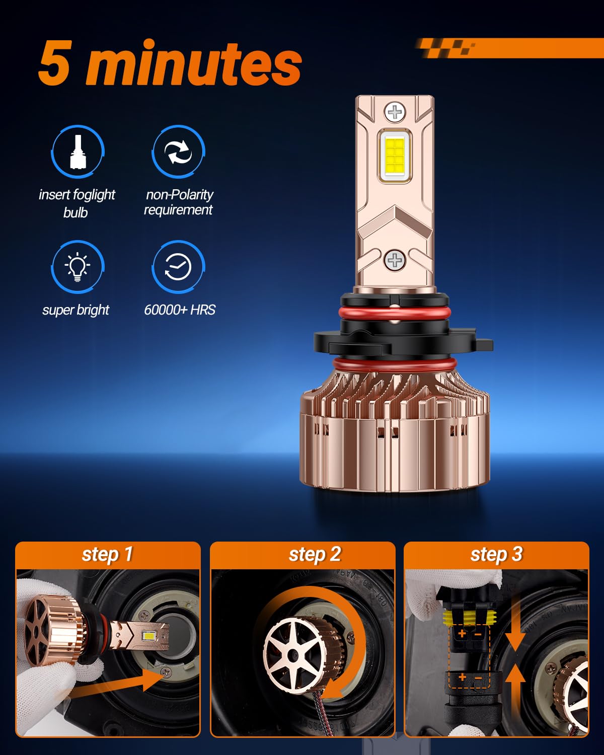 SEALIGHT X6S 9005/HB3 9006/HB4 Headlight Bulbs Combo, 80000LM, 60000+ Hrs, Easy Plug and Play,