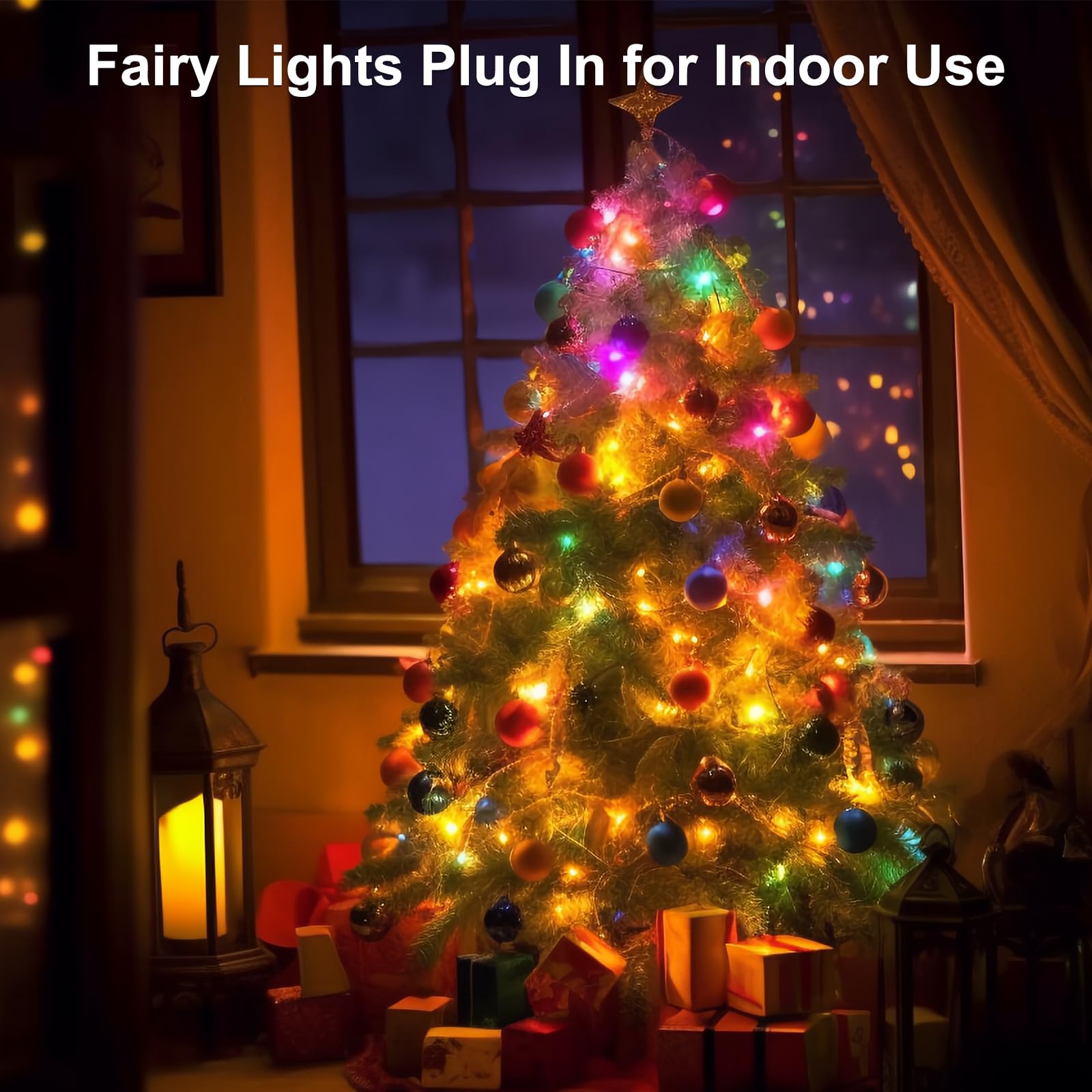 FairyGlim 33FT 100LED Christmas Lights, Multicolor, Outdoor/Indoor, Connectable with Timer & 8 Modes, Model CX-36V-5000LHWW
