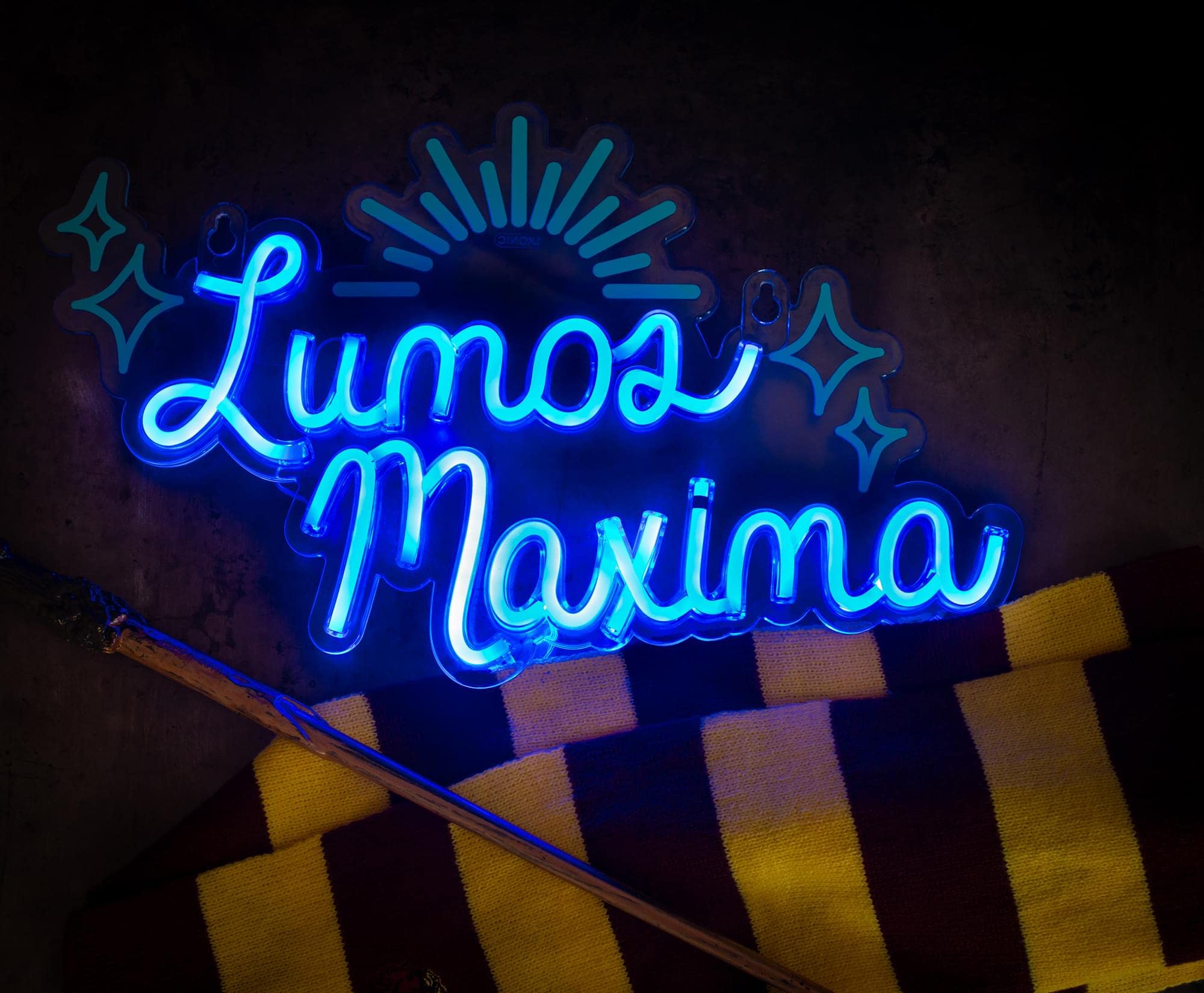 Harry Potter Lumos Maxima Hanging LED Neon Wall Light | Ready To Hang Wall Decor Artwork | Wizarding World Mood Light Sign For B
