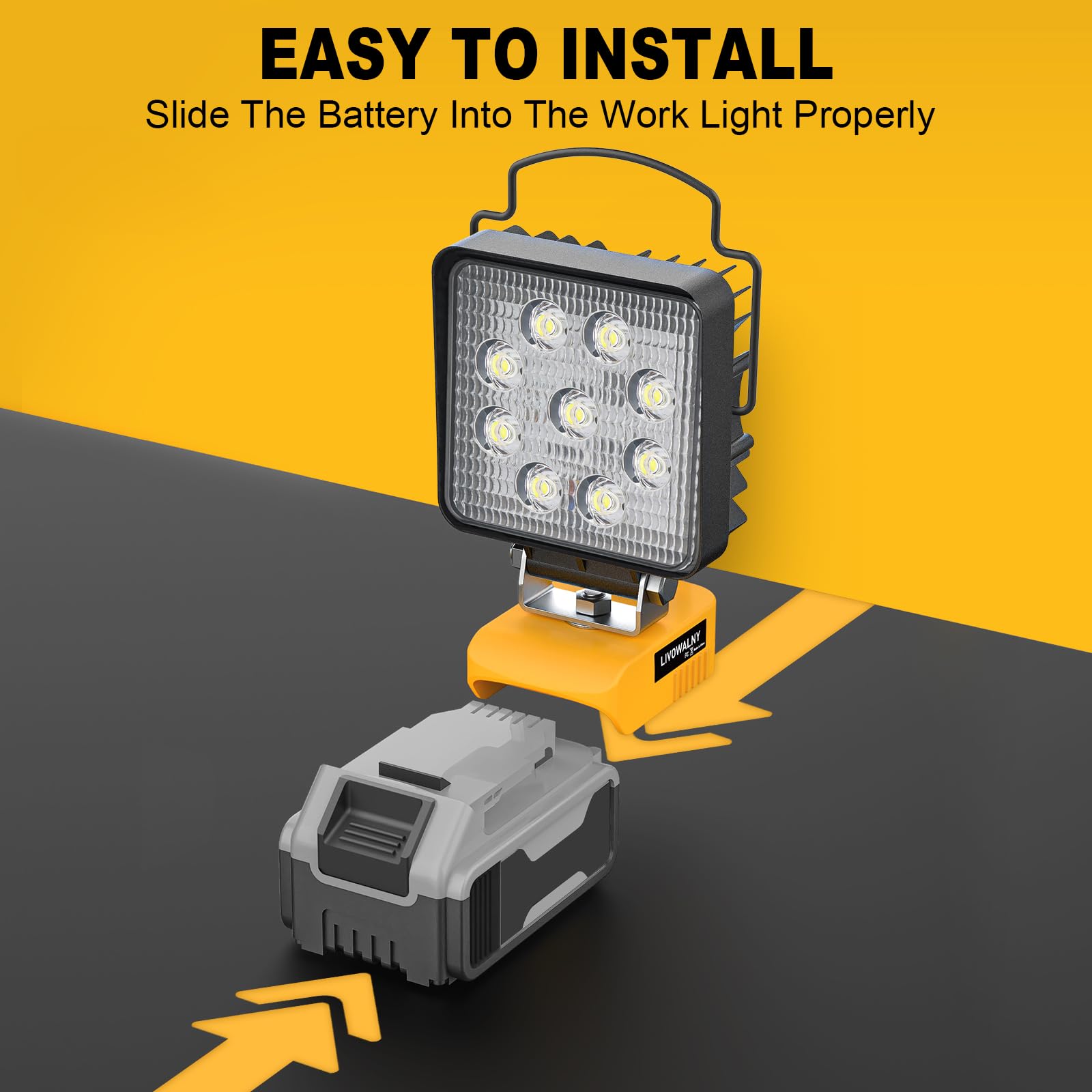 Livowalny Cordless Led Work Light For Dewalt 20V Battery, Flashlight 20V For Dewalt Light 48W 4800Lm, 20V Max Led Work Light, Le