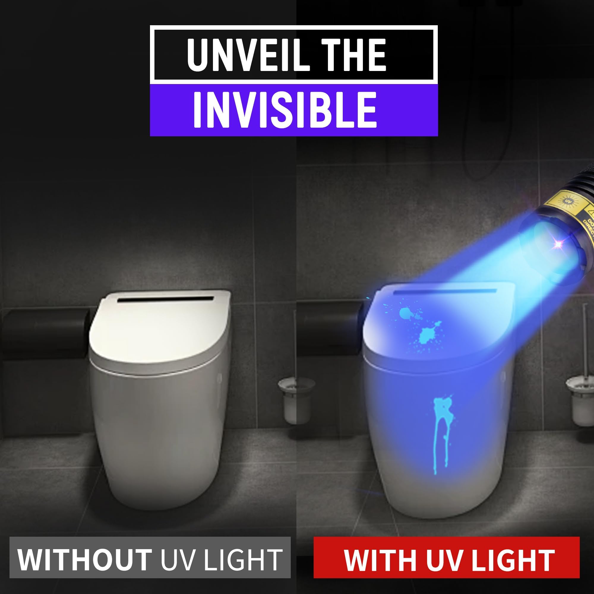 VMTENMV UV Flashlight - USB Rechargeable 365nm Mini Blacklight, Portable Handheld Aluminum Lamp for Pet Urine & Resin Curing