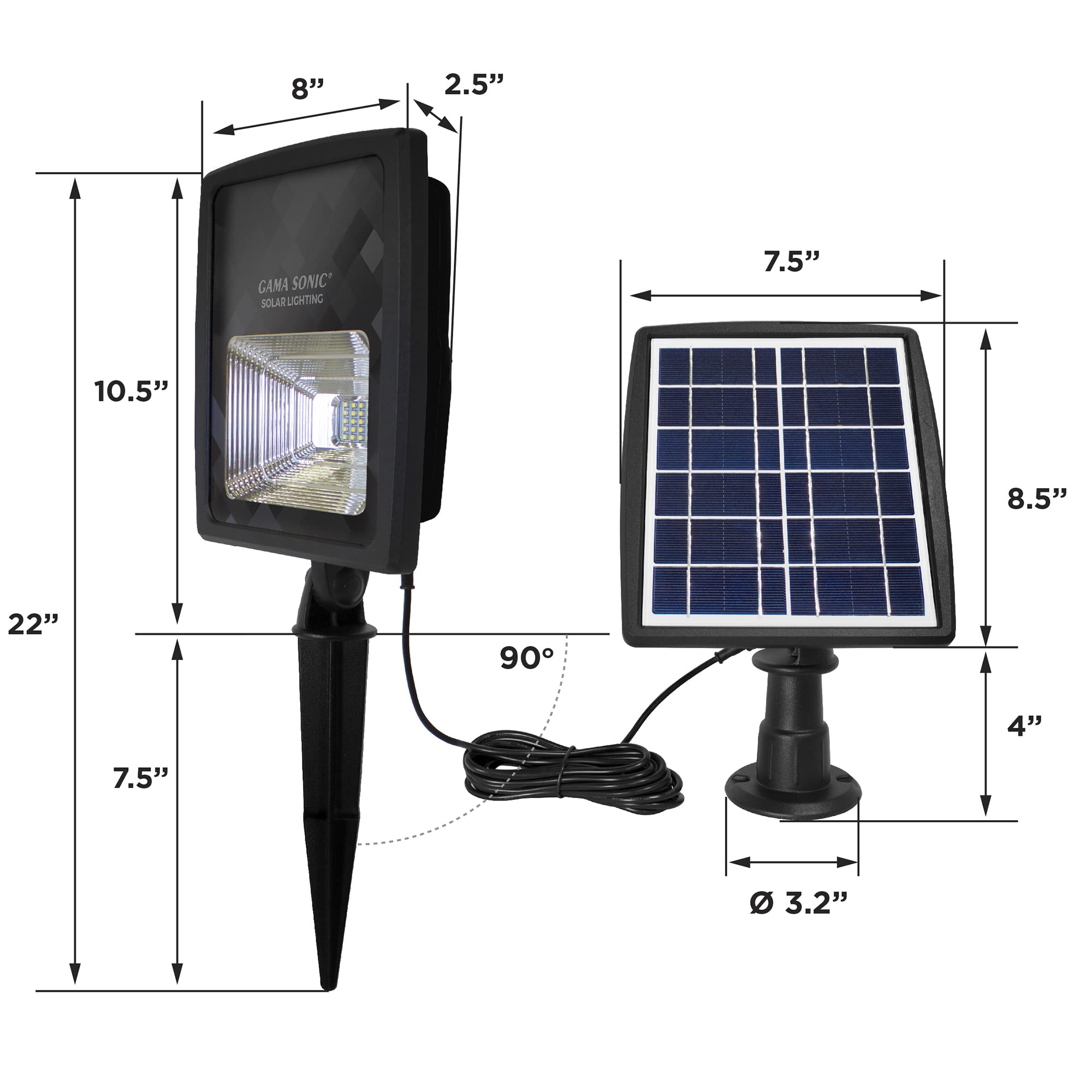 Gama Sonic Dual Color Solar Flood Light, Black Aluminum, Uplight for Trees/House, 1 Pack, Model 203001