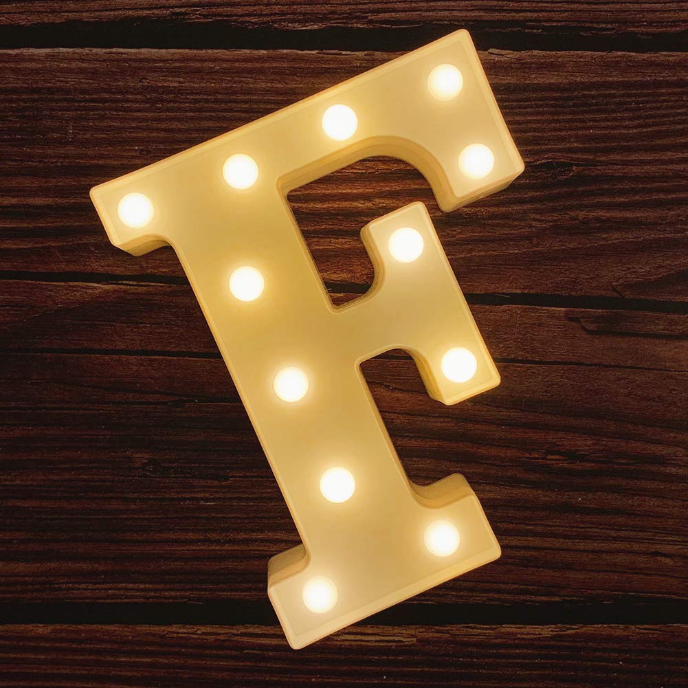 MUMUXI Light Up Letter F | Battery Powered Marquee Sign | Bright Decorative Alphabet for Weddings, Birthdays, and Celebrations