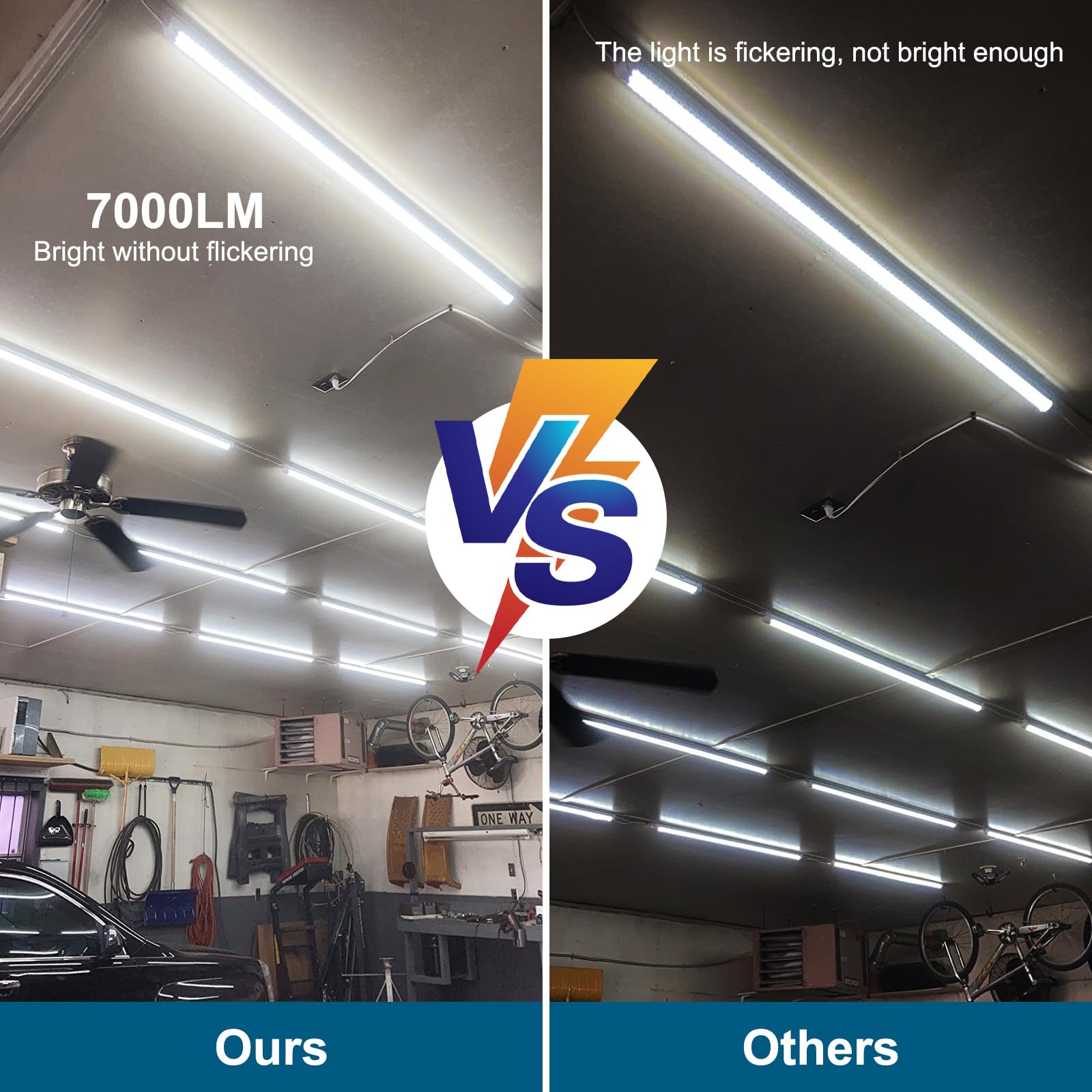 Aqiquut Led Shop Lights,4Ft Led Shop Light 6500K Daylight 50W 7000Lm.4 Foot Led Shop Lights Clear Cover Integrated V-Shape,Linka