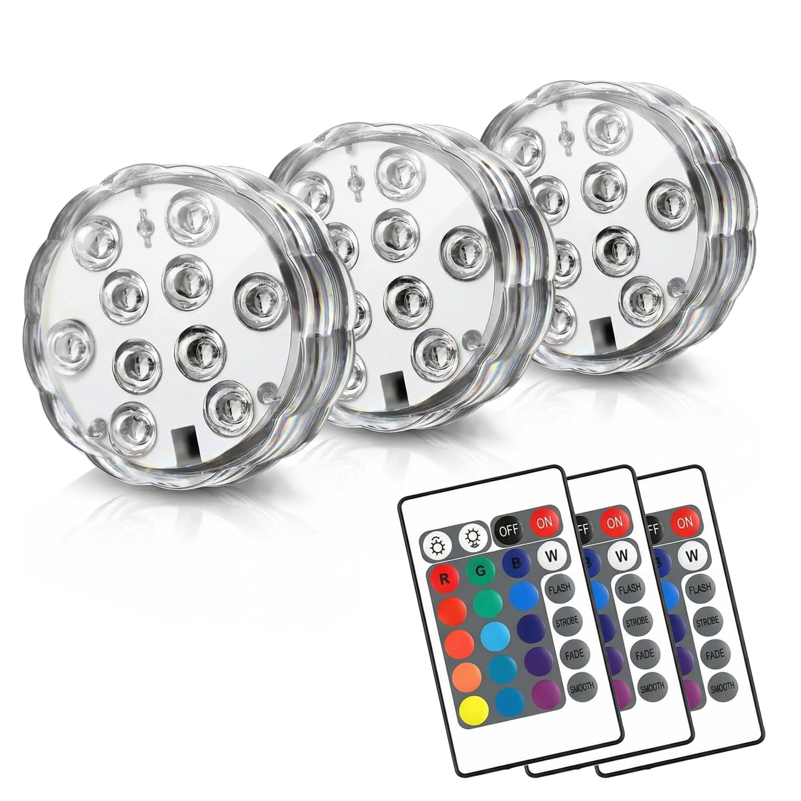 POLENTAT Submersible LED Lights with Remote, 16 Colors 4 Modes Battery Powered Waterproof LED Pool Lights for Inground Pool Abov
