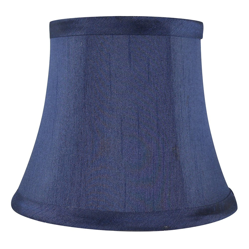 MERIVILLE Faux Silk Chandelier Lamp Shades Set of 6, Blue, Softback Bell Shape, Clip-On Fitter for Candelabra Bulbs, 4in x 6in x