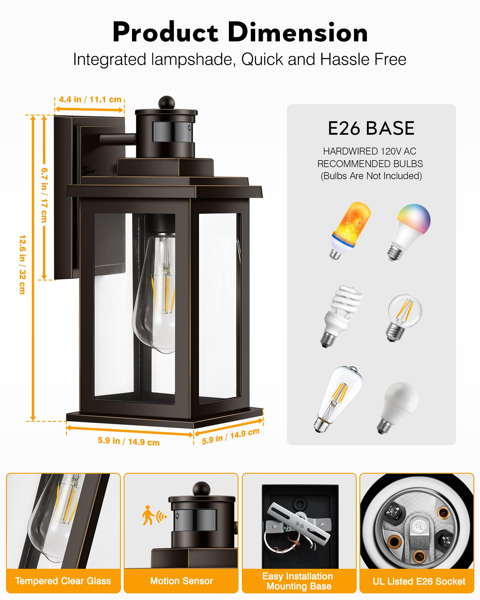 Vianis Distance-Adjustable Motion Sensor Outdoor Lights  Oil Rubbed Bronze Wall Mounting Porch Light  Waterproof Dusk To Dawn Exterior Lighting Fixtures Sconce  Anti-Rust Outdoor Lanterns For Porch.