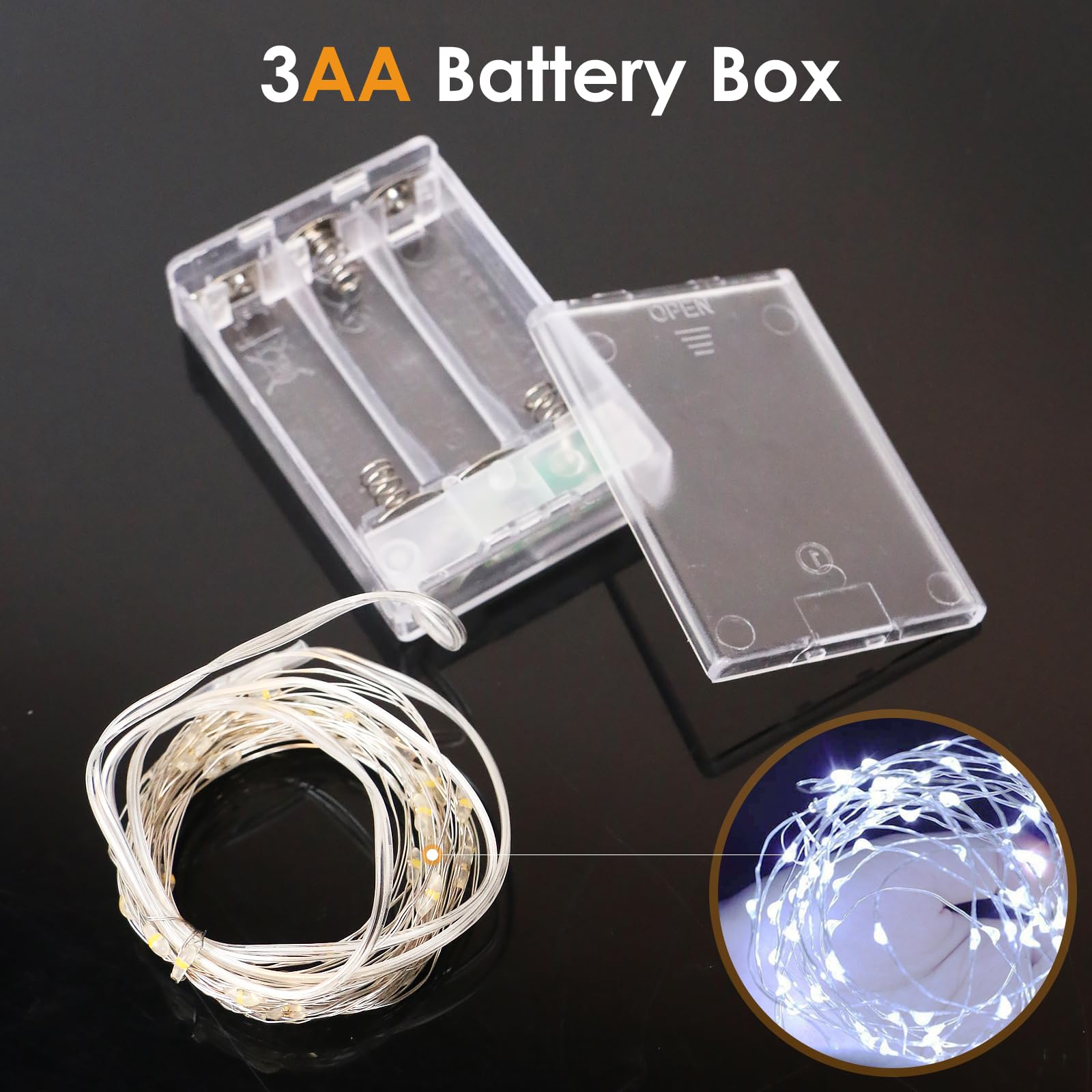 Kolpop 10 Pack Fairy Lights Battery Operated With Timer, 50 Led Mini String Light Battery Powered, Cool White Tiny Christmas Lights For Indoor Wedding Bedroom Party Decorations