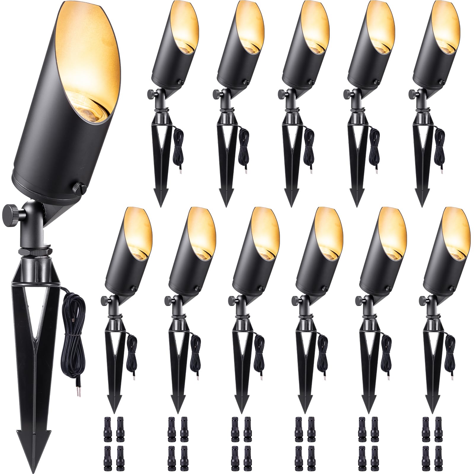 Gardenreet Die-Cast Brass Spot Light Outdoor - 12V Uplighting Waterproof, LED Low Voltage Landscape Lights, Stretchable Shroud M