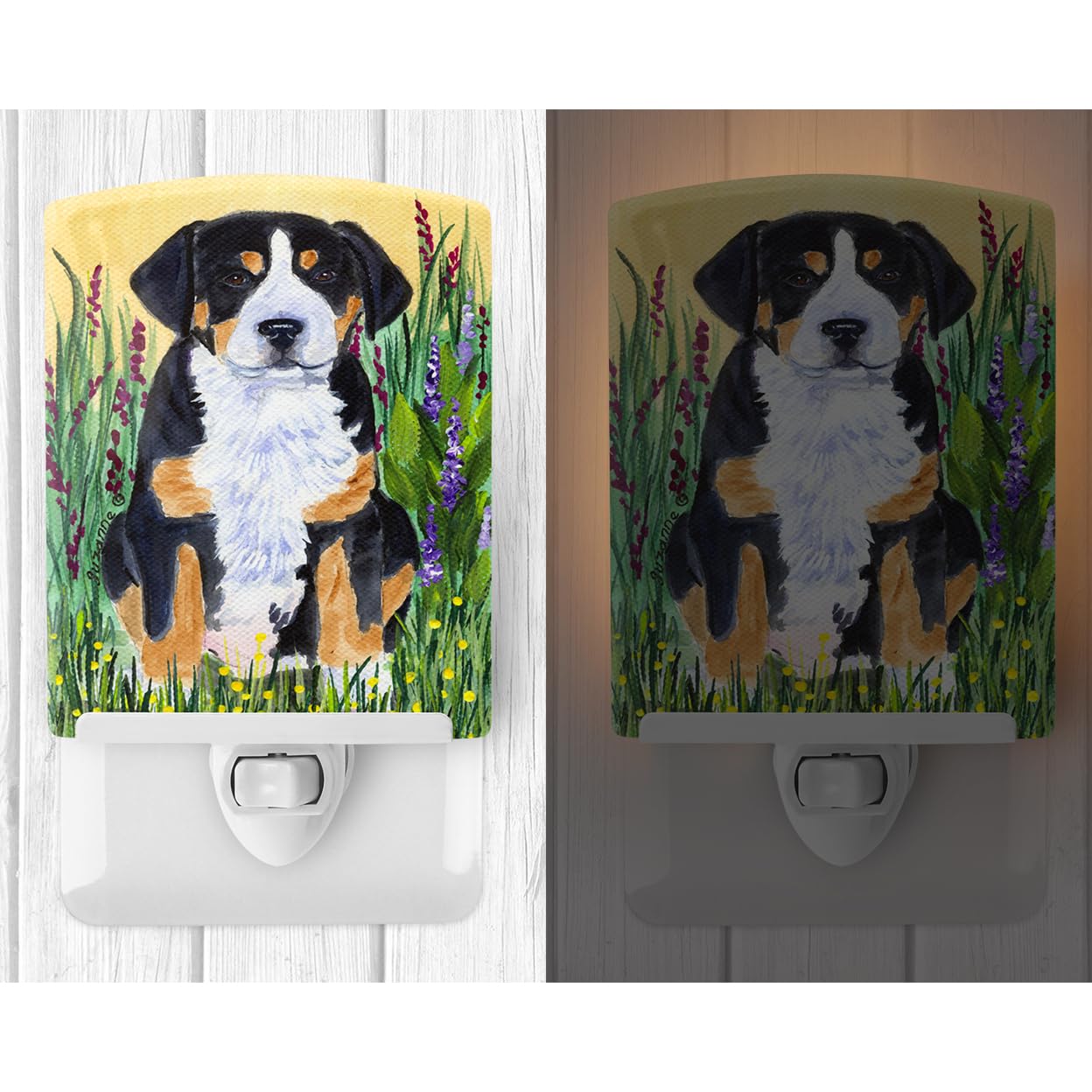 Carolines Treasures Ceramic Night Light, Greater Swiss Mountain Dog, UL-Certified, 6in x 4in, Multicolor, Model SS8217CNL