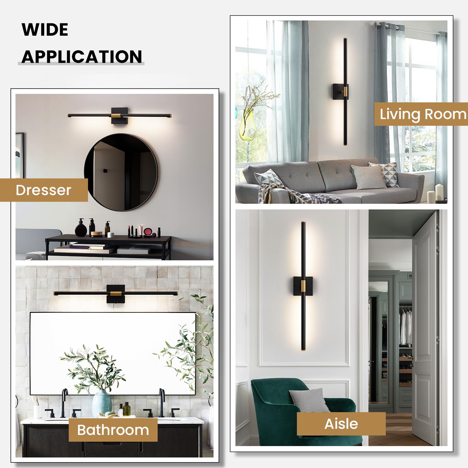 Faziyo Sand Nickel 30 Inch Vanity Light For Bathroom Over Mirror Led Vanity Lights Fixtures 4000K Morden Bathroom Sconce Picture