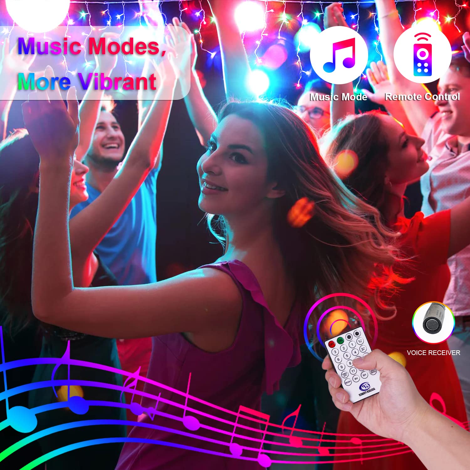 JMEXSUSS Color Changing Christmas Icicle Lights, 400 LED, Waterproof, 11 Modes, Warm White to Multicolor, Model EXS-I-0400-R