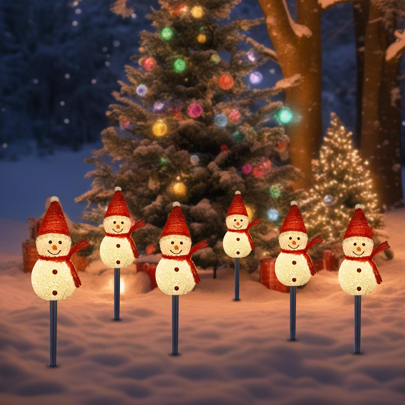 TAILERRI Solar Snowman Pathway Lights, 3 Pack, Waterproof Plastic, Outdoor Christmas Decor