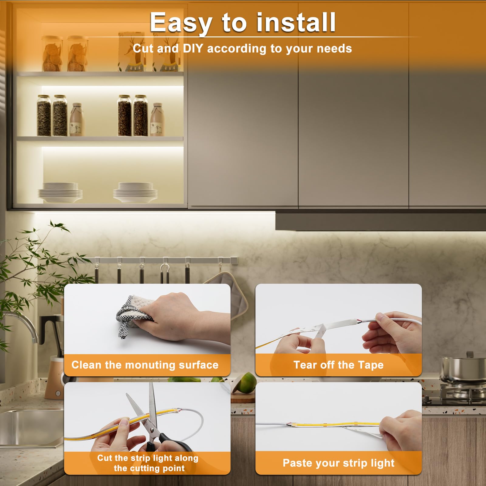 Pautix Cob Led Strip Light 3087Leds 20Ft/6.1M Natural White 4000K,Cri90+ Super Bright High Lumen,Lead-Free Material 24V Flexible