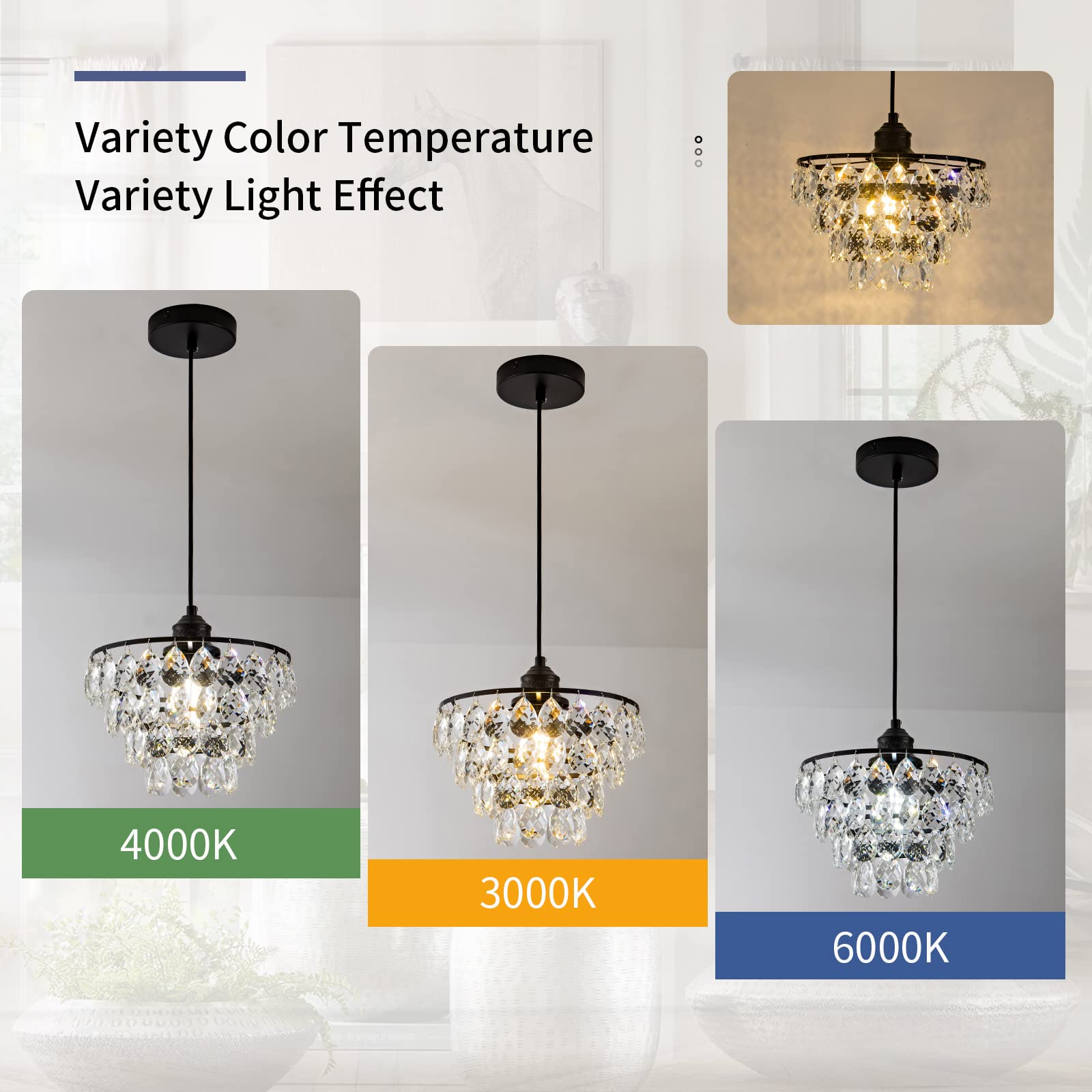 Modern Crystal Chandelier Light Fixtures, Mini Crystal Chandelier Ceiling Light Small, Raindrop Pendant Lighting, Black Ceiling