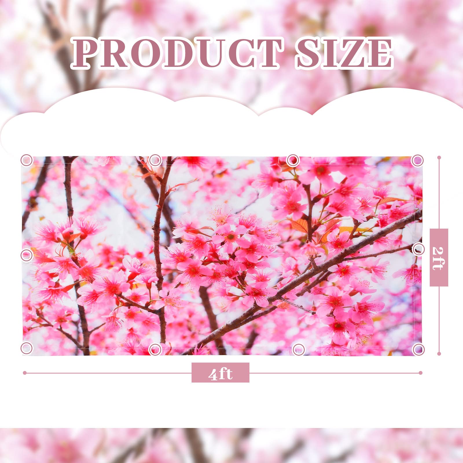 Hortsun Fluorescent Light Covers 4 Pack Magnetic Ceiling Shade Filters 4x2 Feet Cherry Blossoms