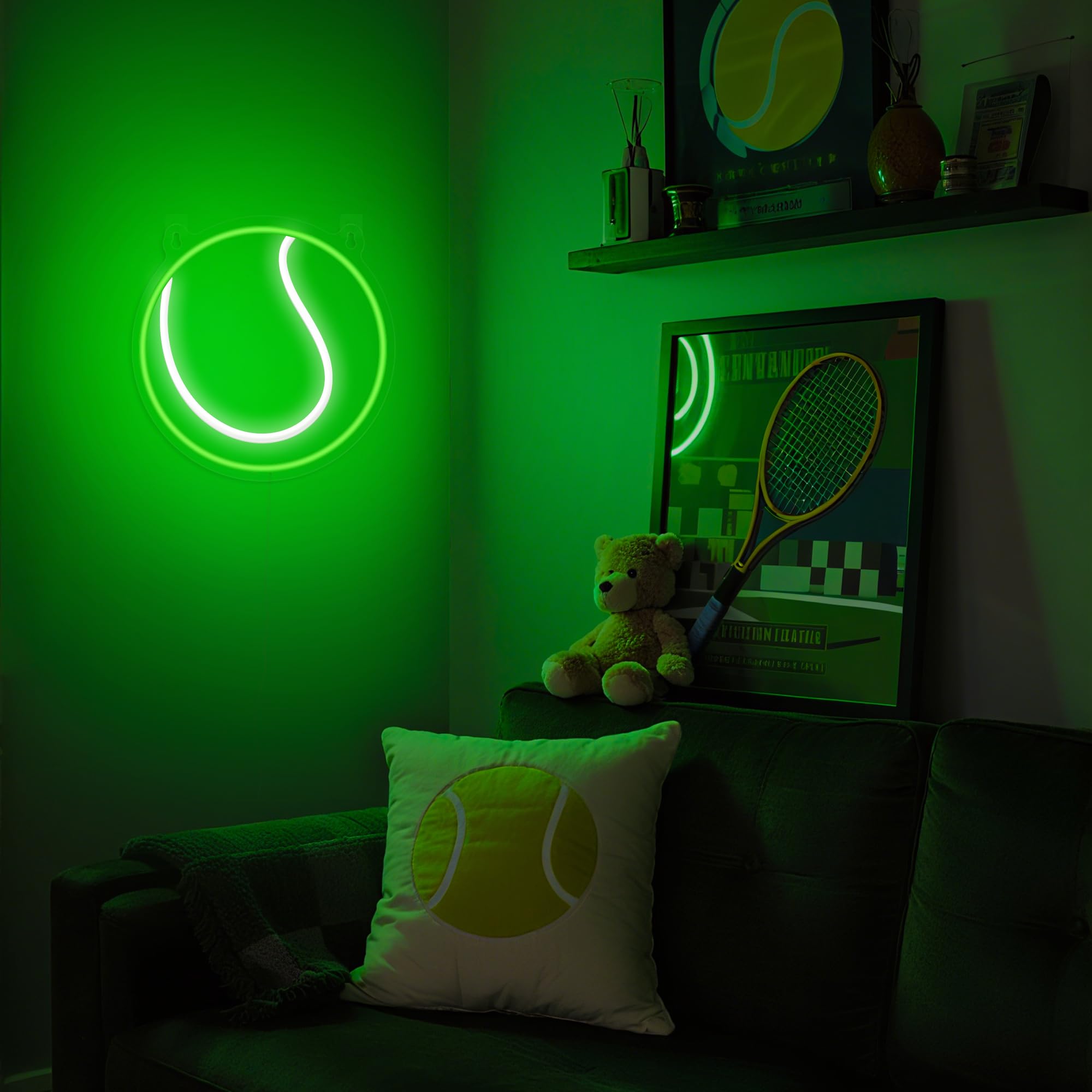 Tennis Neon Sign - Dimmable Sport Wall Decor With USB Power, Tennis Gifts for Women & Men, LED Neon Lights for Girls Women Man T