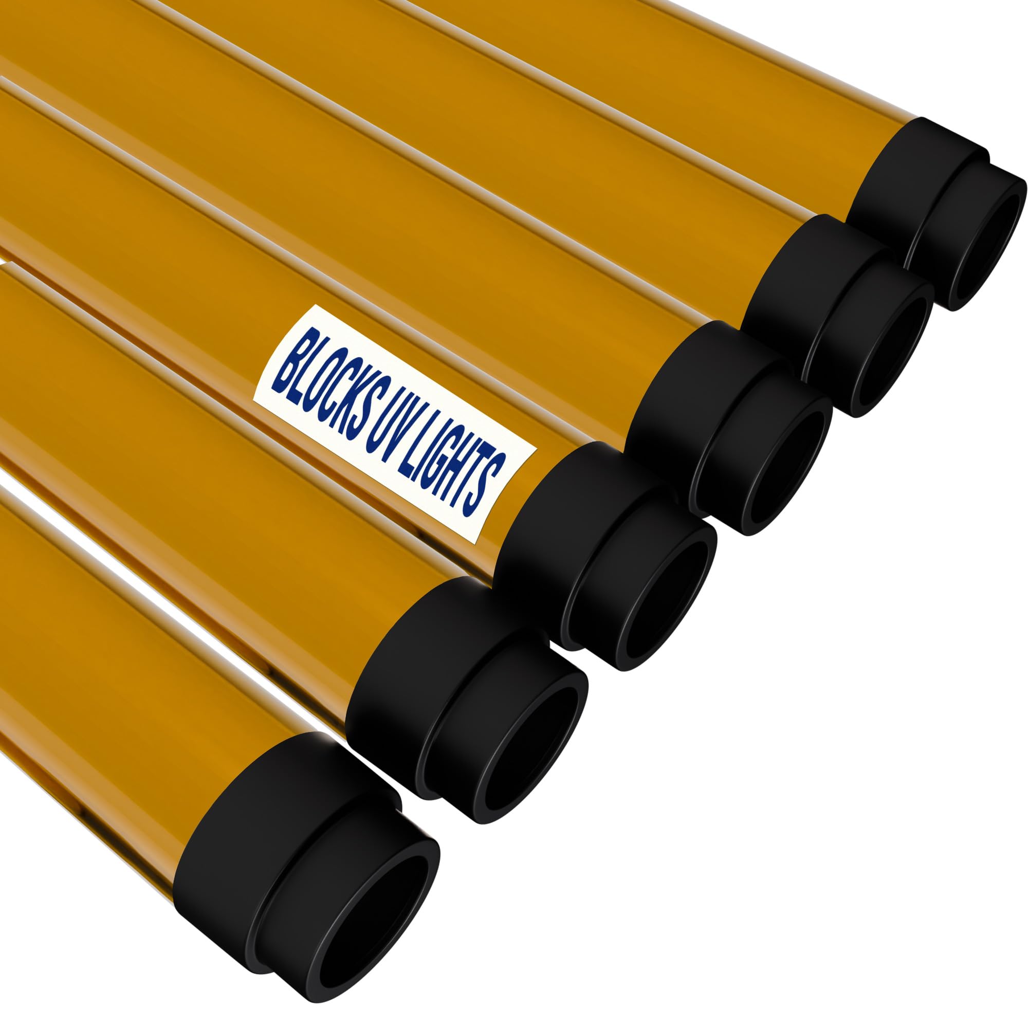 Kastlite T8 Fluorescent Light Tube Guard With End Caps - Blocks Uv Up To 520Nm - 4 Foot Fluorescent Light Diffuser Covers/Safety Sleeves  Amber Uv Protective Plastic Covering/Lighting Accessory - 48Pk