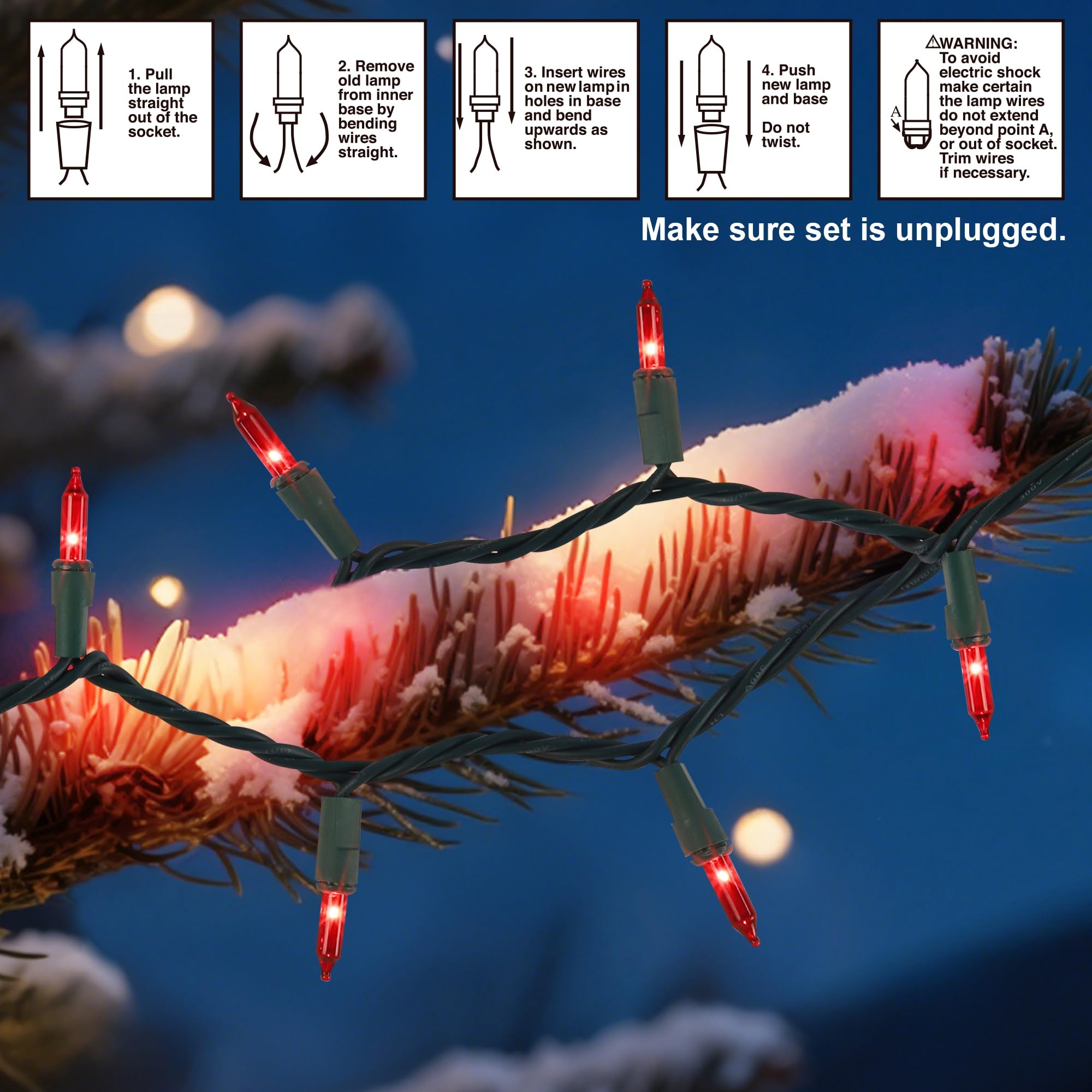 Watereem 2 Pack Red Christmas String Lights  100 Count Each  Incandescent Mini Christmas Lights  Connectable Xmas Tree Light For Indoor Outdoor Garland Birthday Holiday Wedding Festival Party
