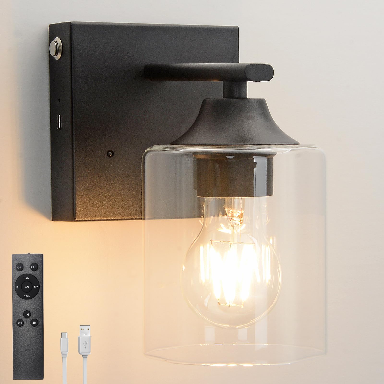 mikerkenly Battery Wall Sconce Light - Wireless Rechargeable Dimmable Lamp with Warm LED, Cordless Design for Bedroom, Entryway,