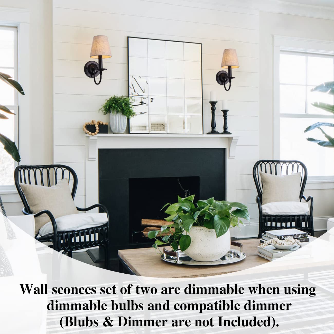 Lasenchoo Black Wall Sconces - Modern Industrial Candle Lighting For Bedroom & Living Room, 2 Pack