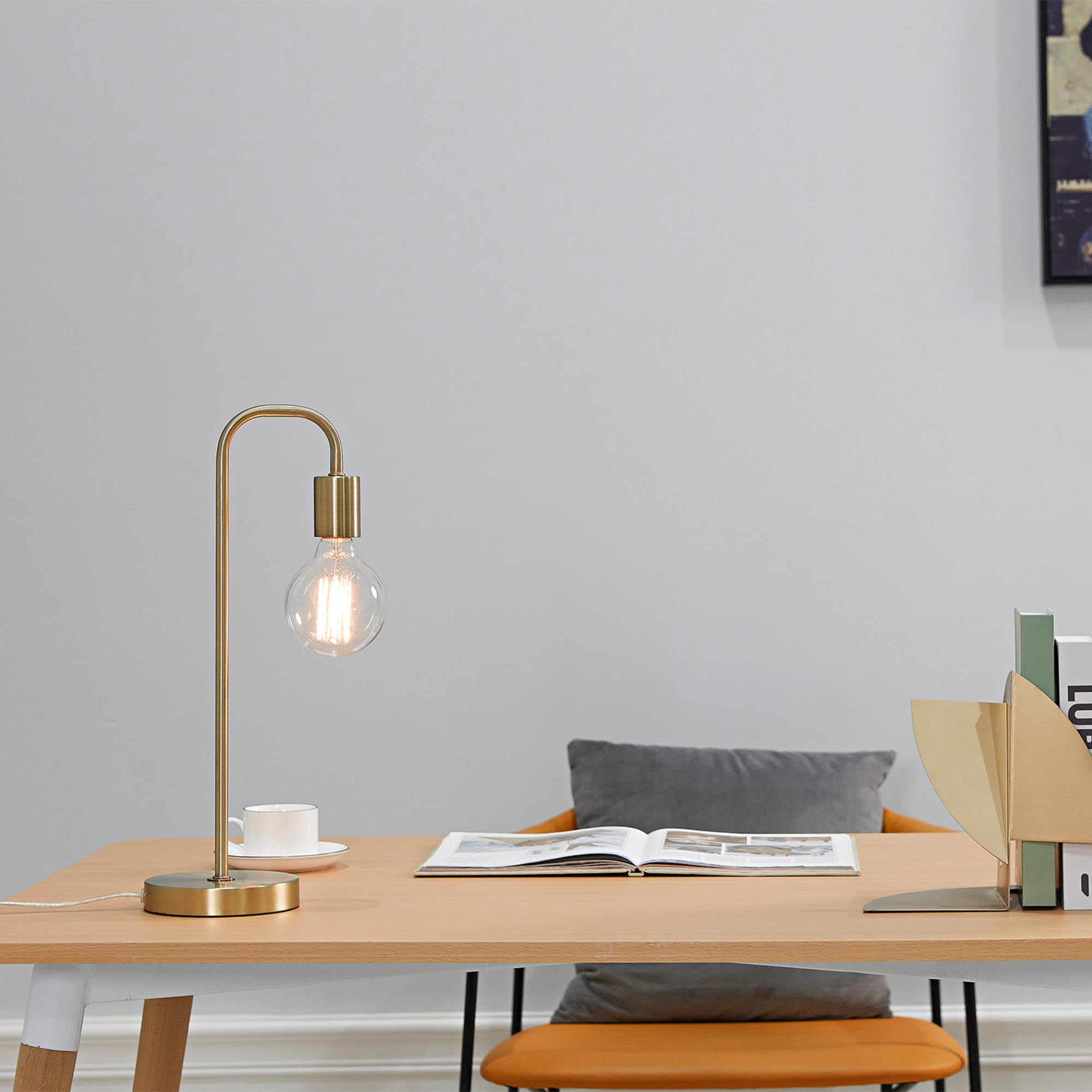 Globe Electric 67433 Table Lamp, 18in Matte Brass Metal, Home Décor, E26 Base