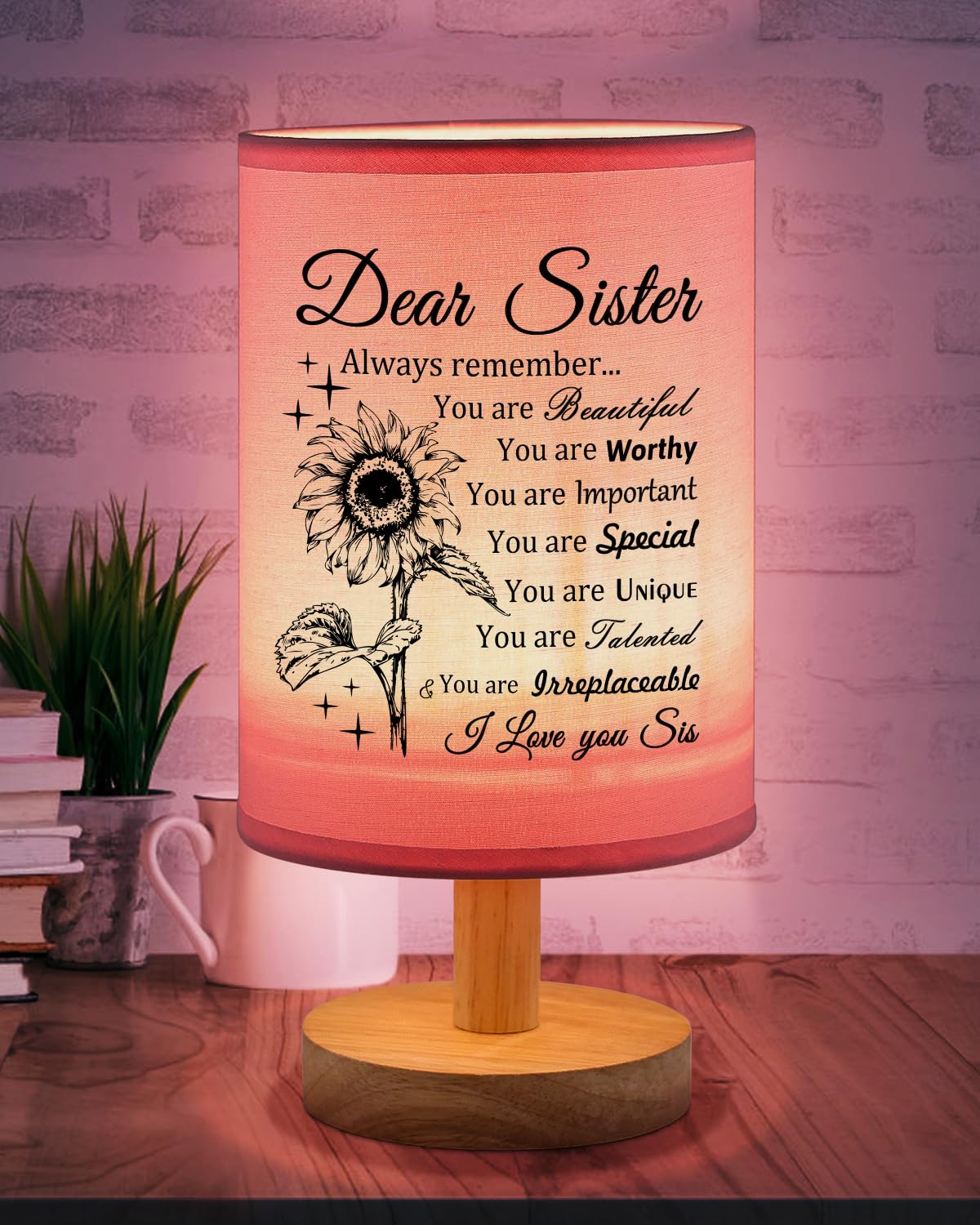 Calibron Sister Gifts, Sister Birthday Gifts Fabric Lamp, Birthday Gifts For Sister, Sisters Gifts From Sister Table Lamp With W