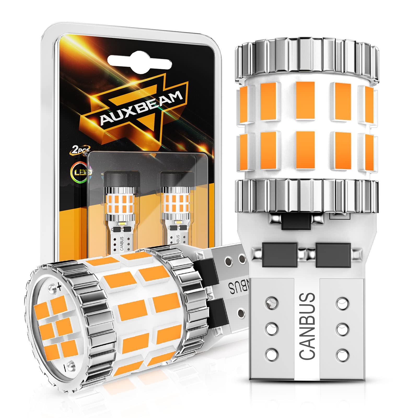 Auxbeam Upgraded 194 Led Bulbs Amber Yellow,400% Brighter Extremely Bright Canbus Error Free 168 2825 T10 W5W Led Light Bulbs Fo