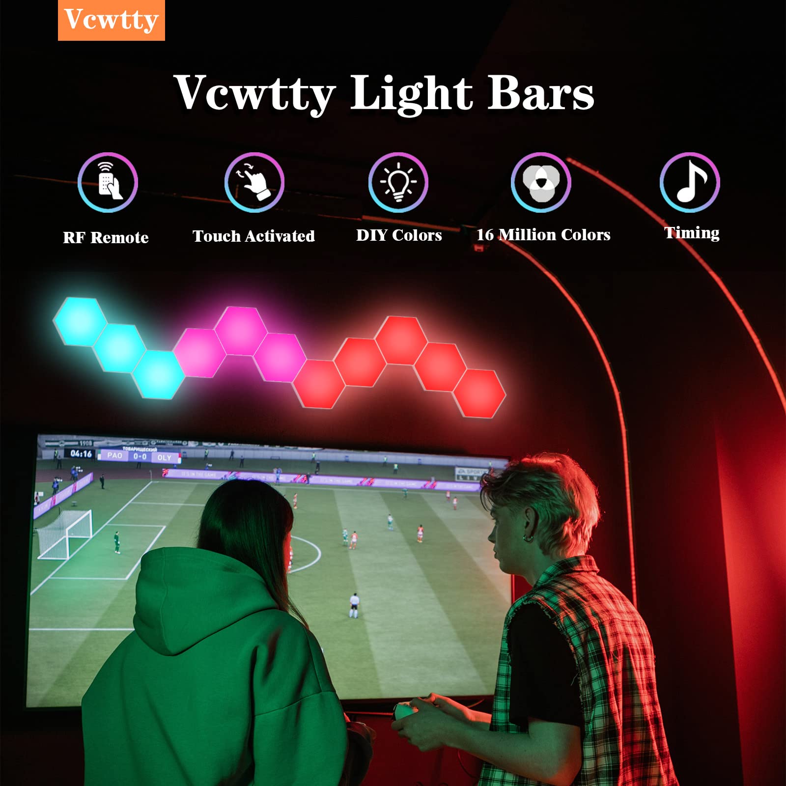 Yxqua Hexagonal Wall Light Modular Touch Sensitive Lights Creative Geometry Assembly Led Hexagon Lights Suitable For Iving Room,