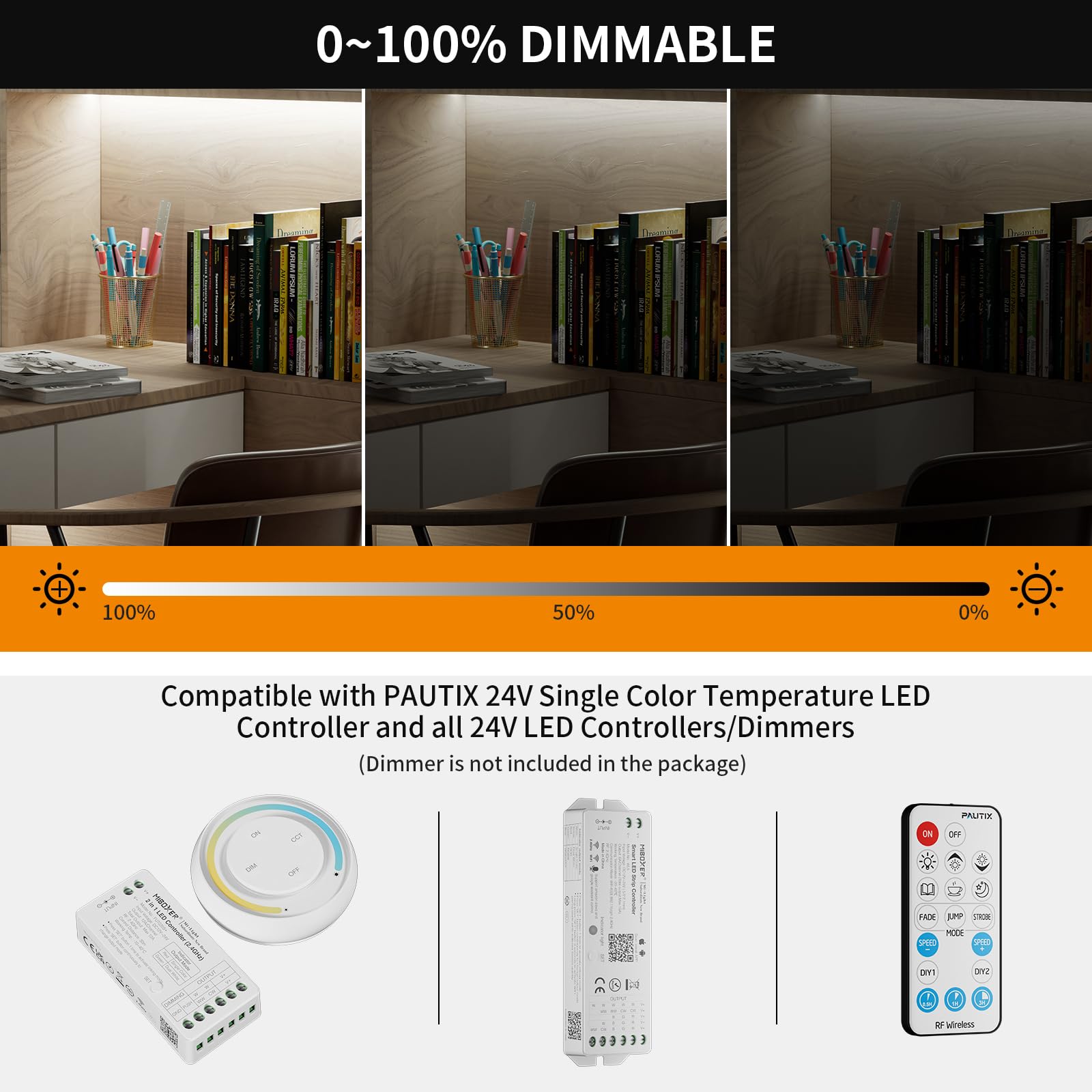 Pautix Cob Led Strip Light Ip65 Waterproof 32.8Ft/10M 5040Leds White 6000K,High Lumen Flexible Cri93+ Led Tape 24V Super Bright,