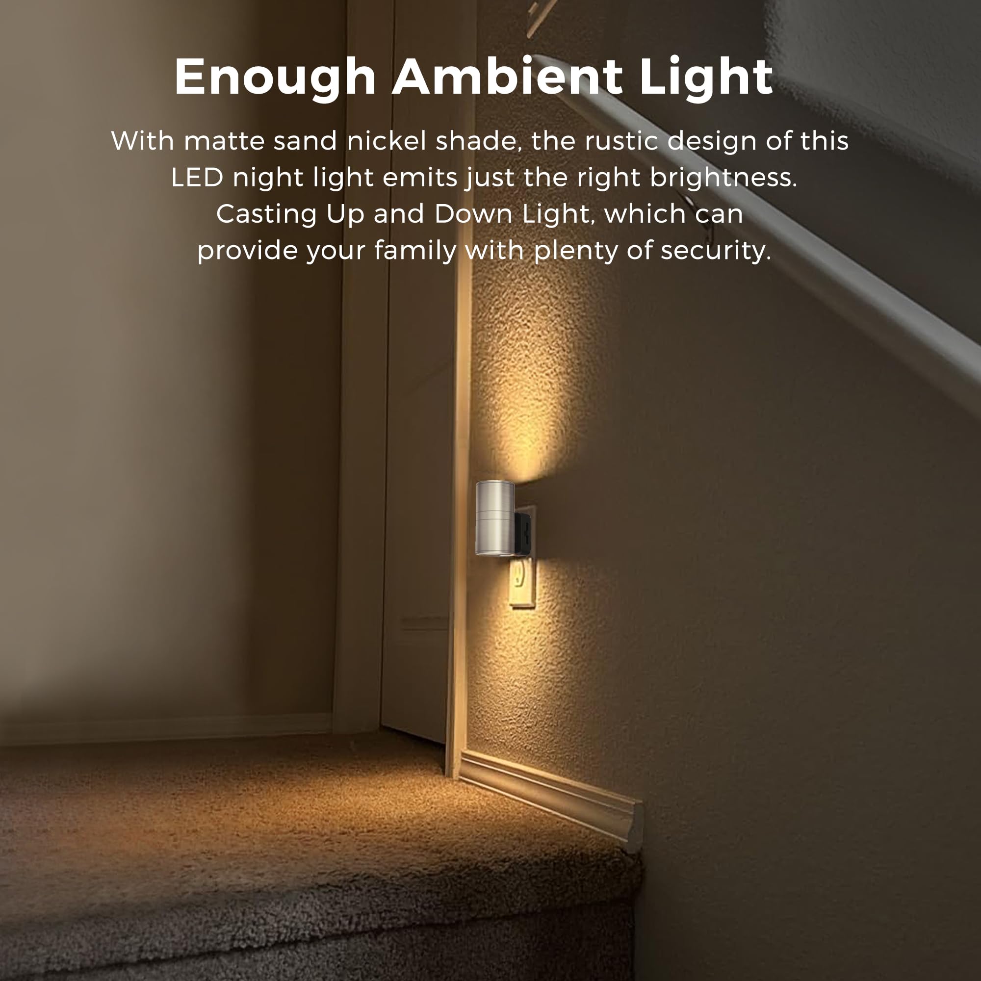 L LOHAS LED Night Light, Dimmable Metal Shade, Soft White 3000K, 2 Pack, Matte Sand Nickel, Model GY060US-02-NK-2