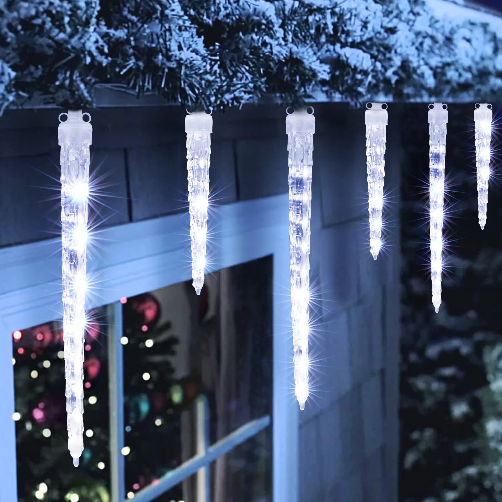 Joomer 13Ft 320 Led Meteor Shower Christmas Lights - 20 Connectable Dripping Icicle Lights For Outdoor Home Xmas Decoration, Tim