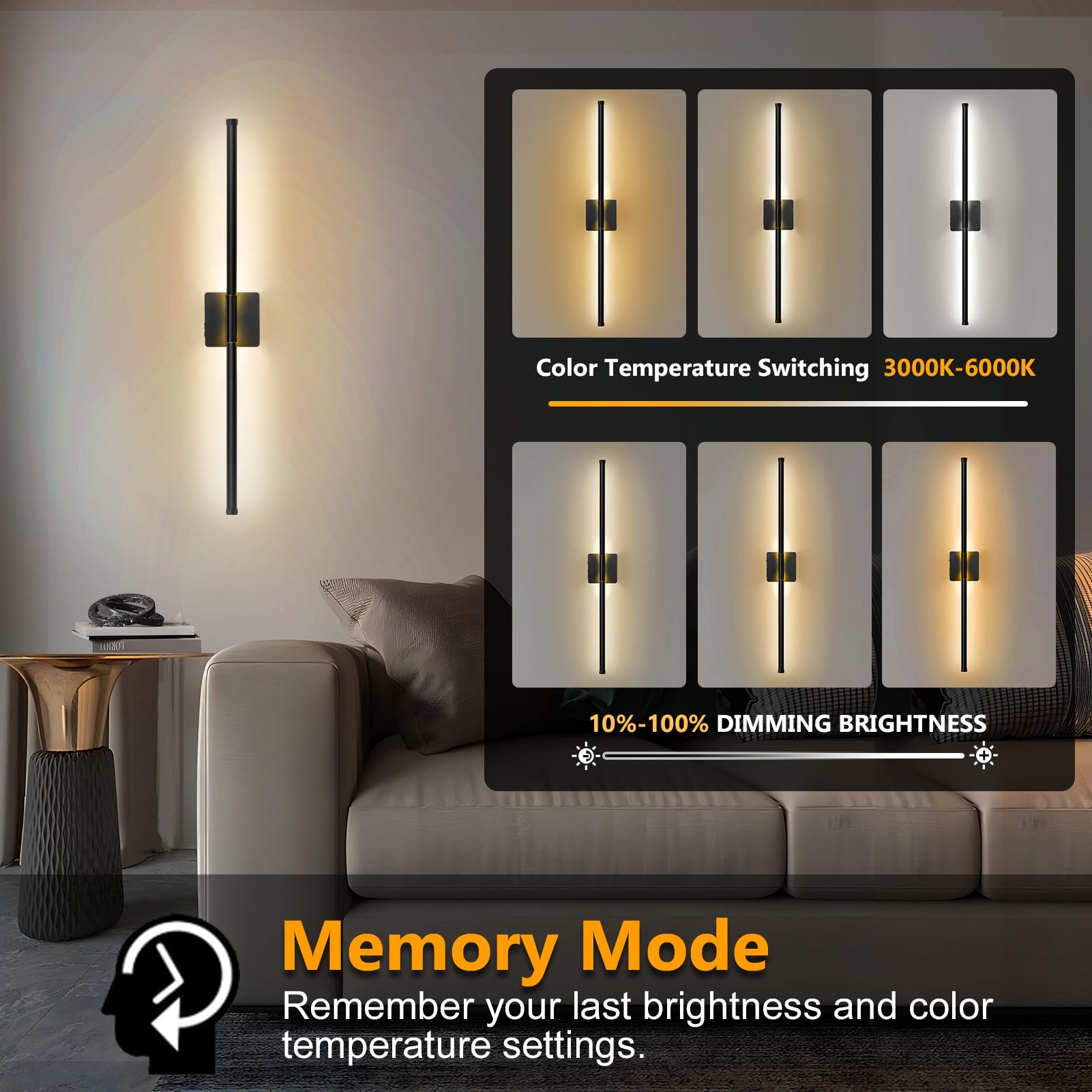 JEAYYDSI Battery Operated Wall Sconces, Dimmable LED, Remote Control, USB Rechargeable, Black, Model GG-Lighting M