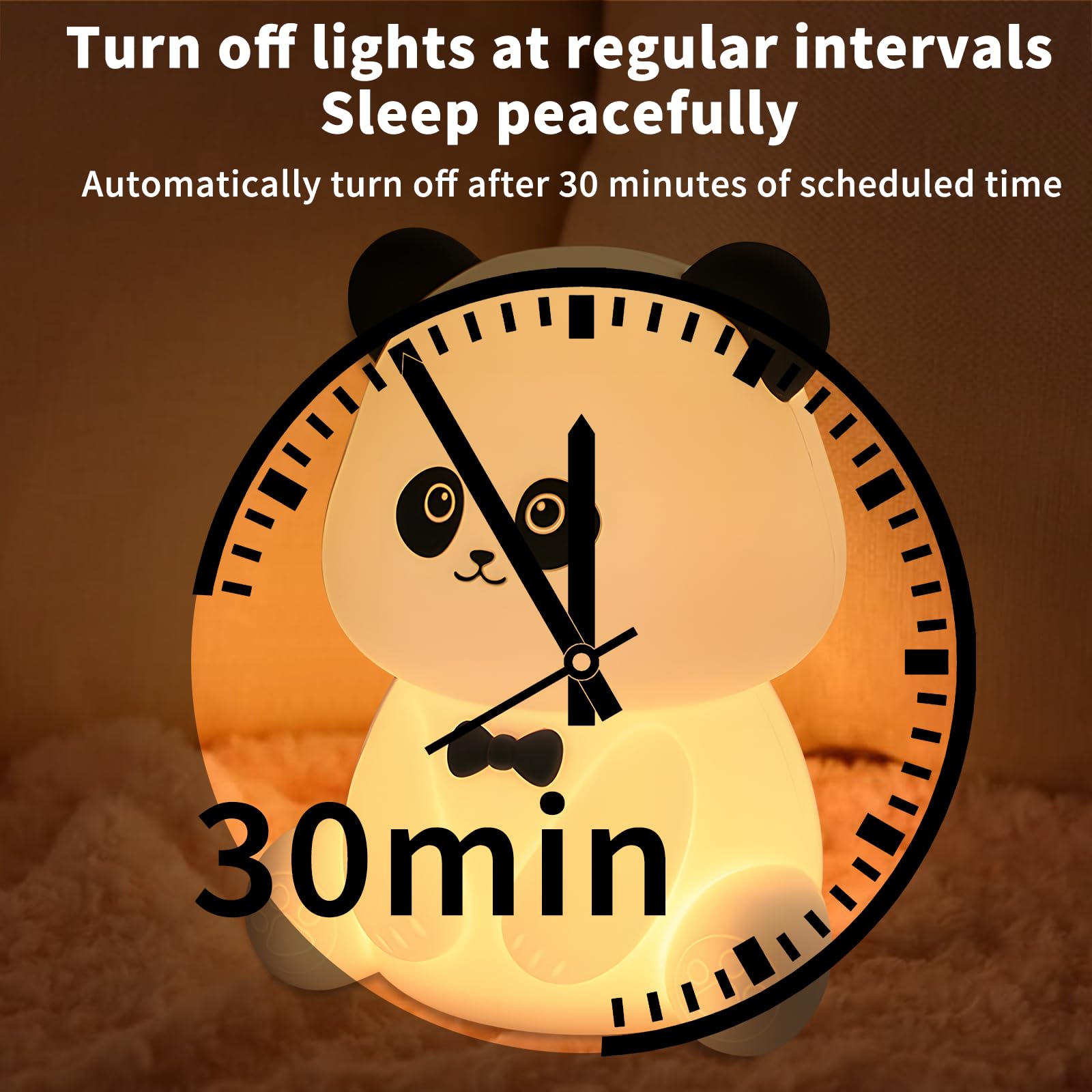 Hpydiy Cute Panda Night Light Squishy Animal Nightlamp Rechargerable Dimmable Nursery Soft Silicone Table Bedroom Lamp Portable Adjustable Lighting Bedroom Bedside Gift