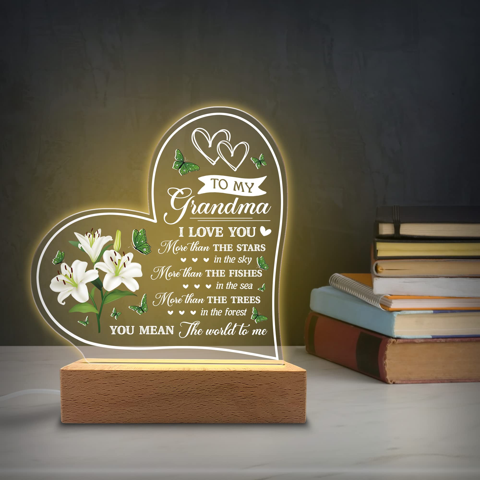 Kitchenvoy Acrylic Night Light - I Have Loved You My Whole Entire Life - Grandma Gifts From Grandkids - Rechargeable Lamp