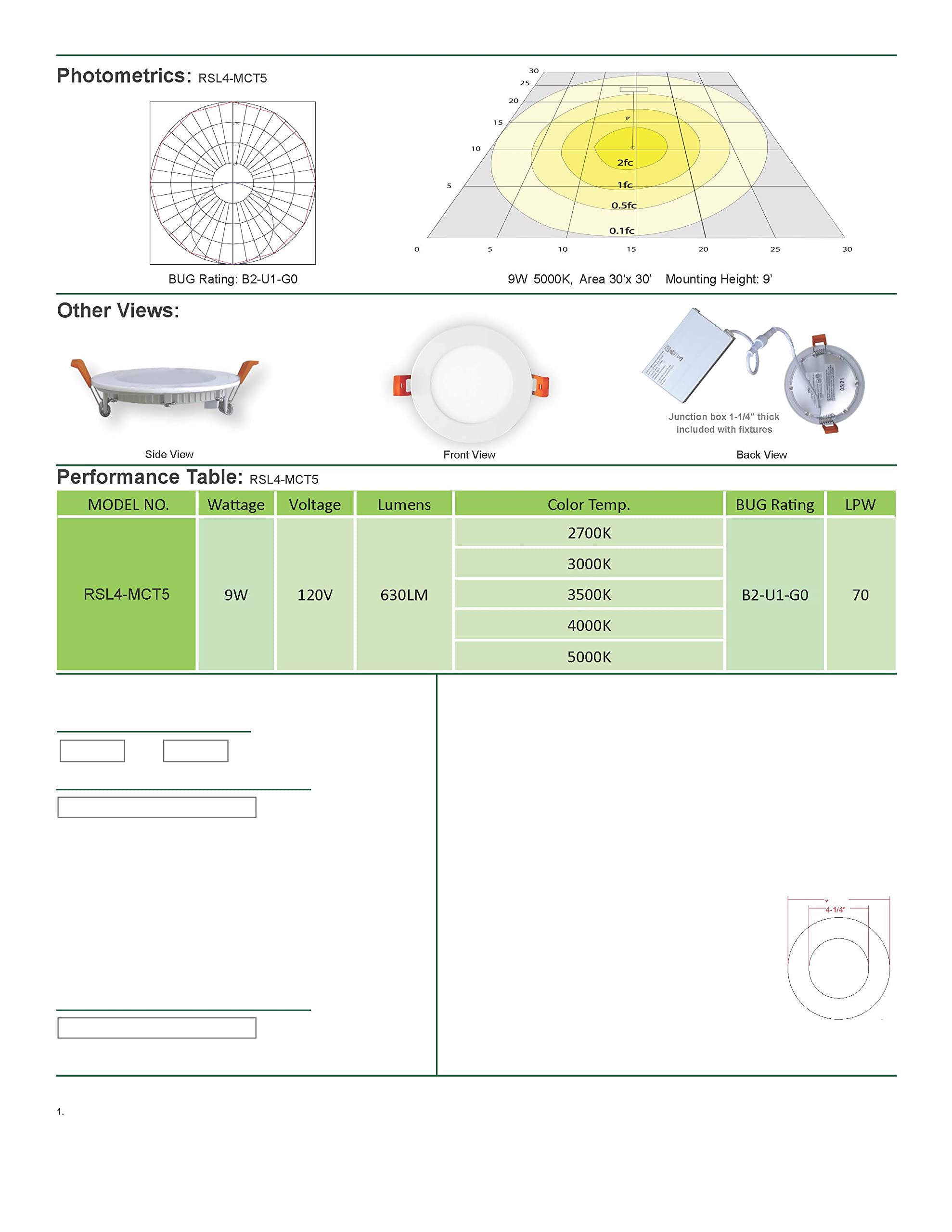 Westgate Rsl4 Series- Recessed Light