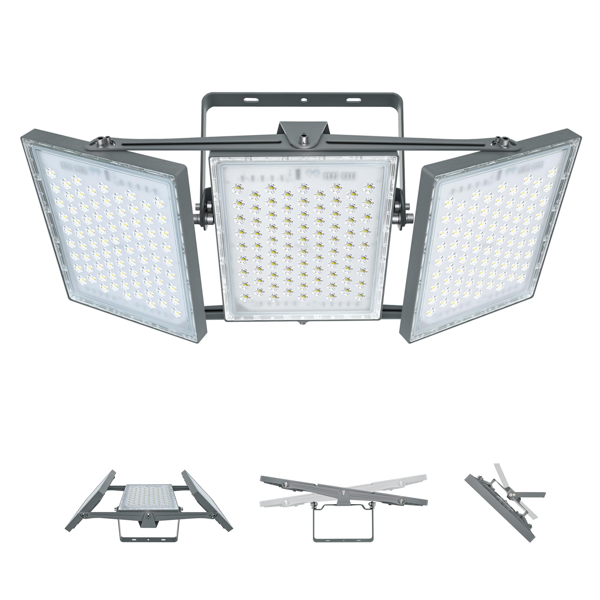 STASUN LED Flood Light Outdoor, 750W 75000lm 6000K Daylight White IP66 Waterproof, Commercial Parking Lot Light,3 Heads for Yard